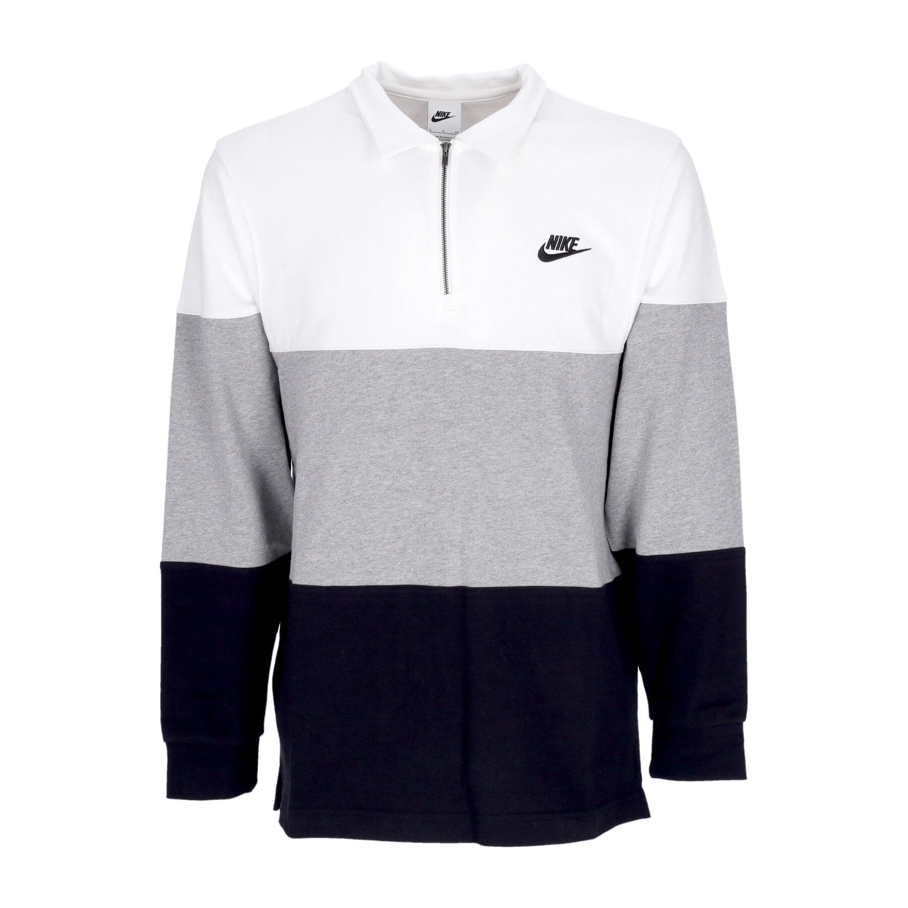 Club Plus Colourblock Men's Long Sleeve Polo L/s Top White/dk Gray Heather/black/black