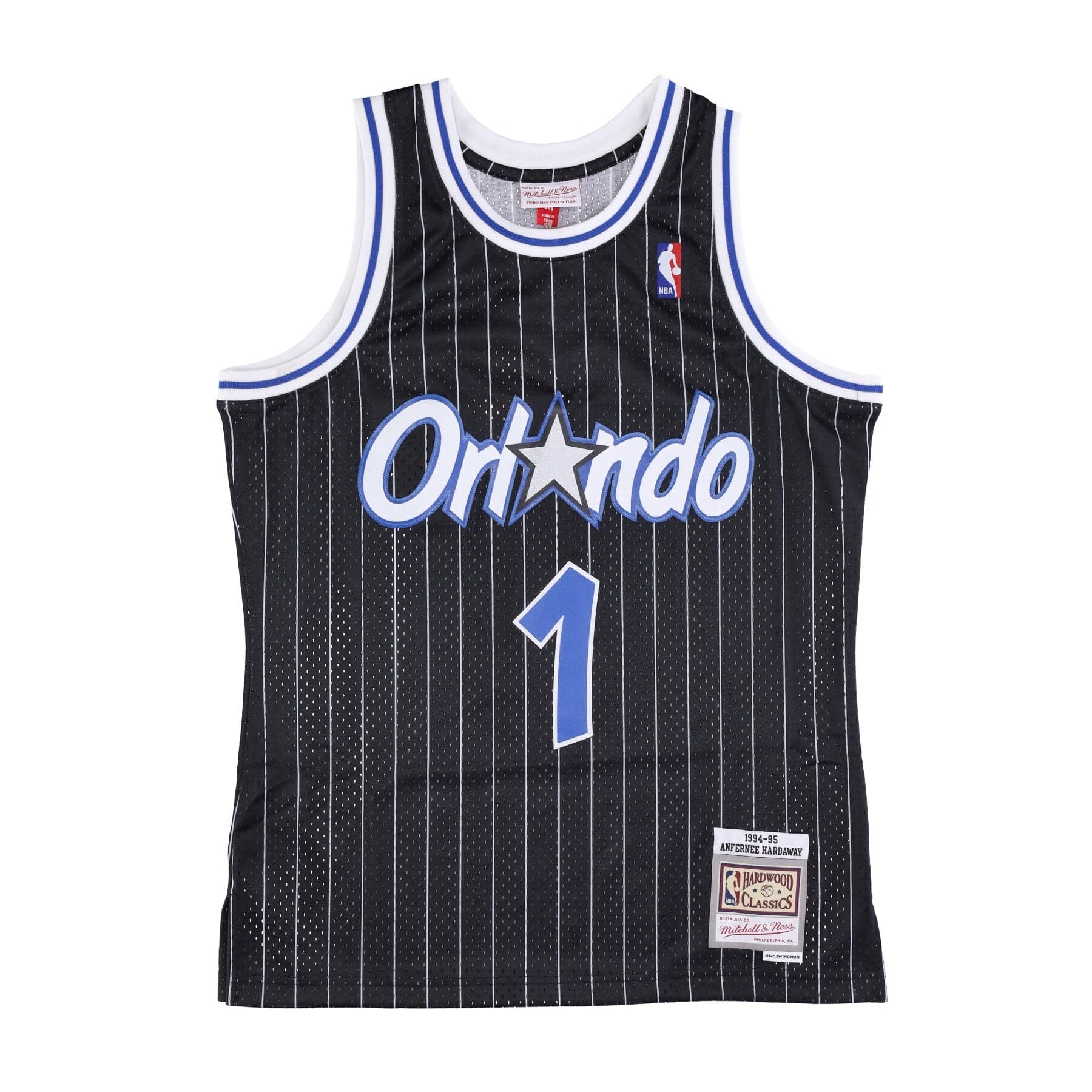 Men's Basketball Tank Top Nba Swingman Jersey Hardwood Classics No.1 Anfernee Hardaway 1994-95 Orlmag Road Original Team Colors