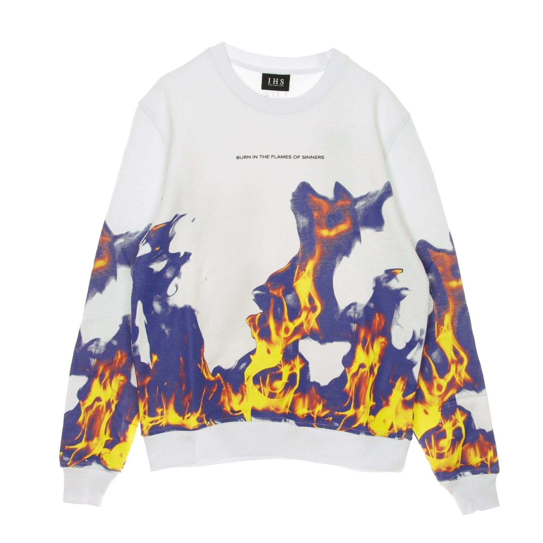 Lightweight Crewneck Men Multi Flames White