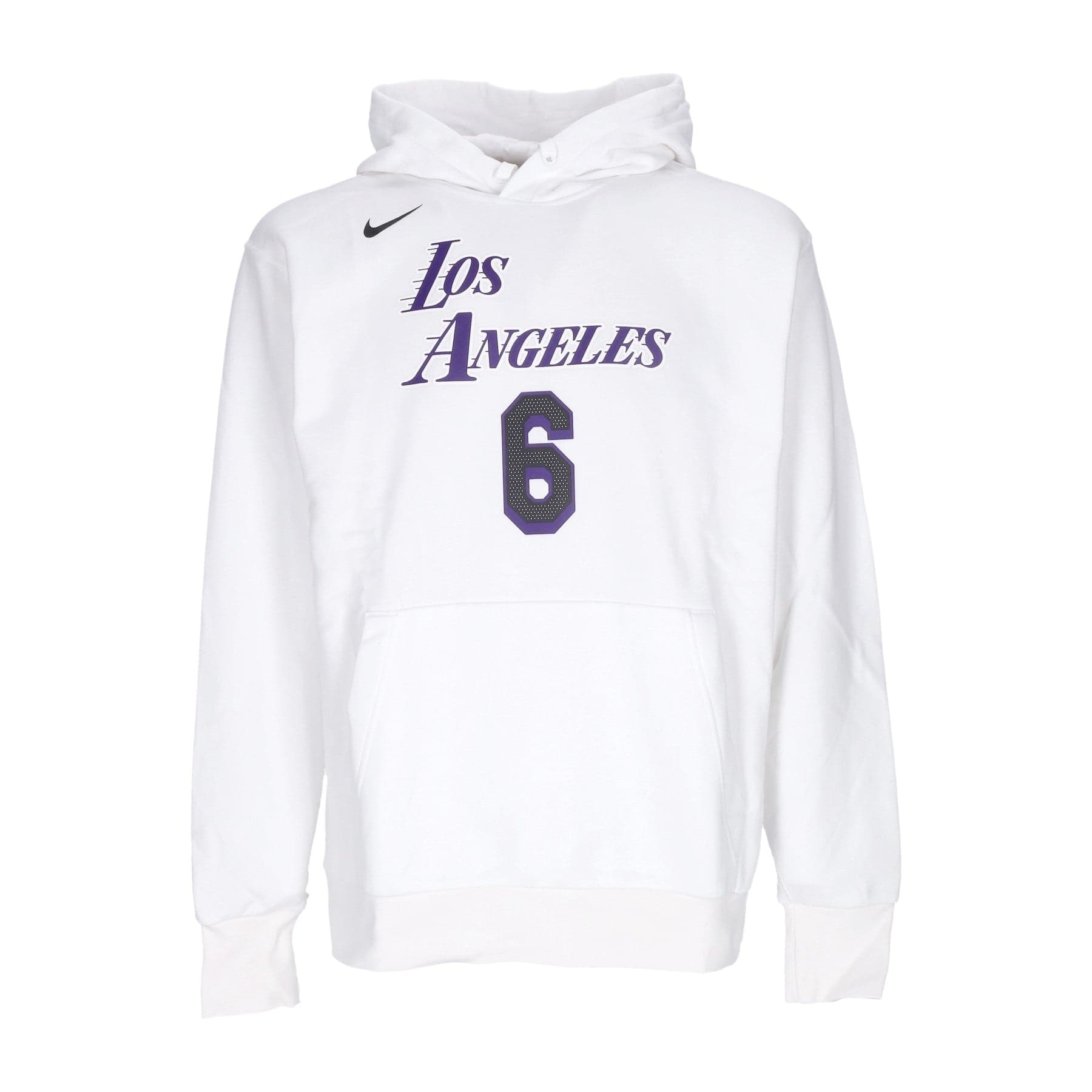 Men's Hoodie Nba City Edition Essential Fleece Hoodie No 6 Lebron James Loslak White