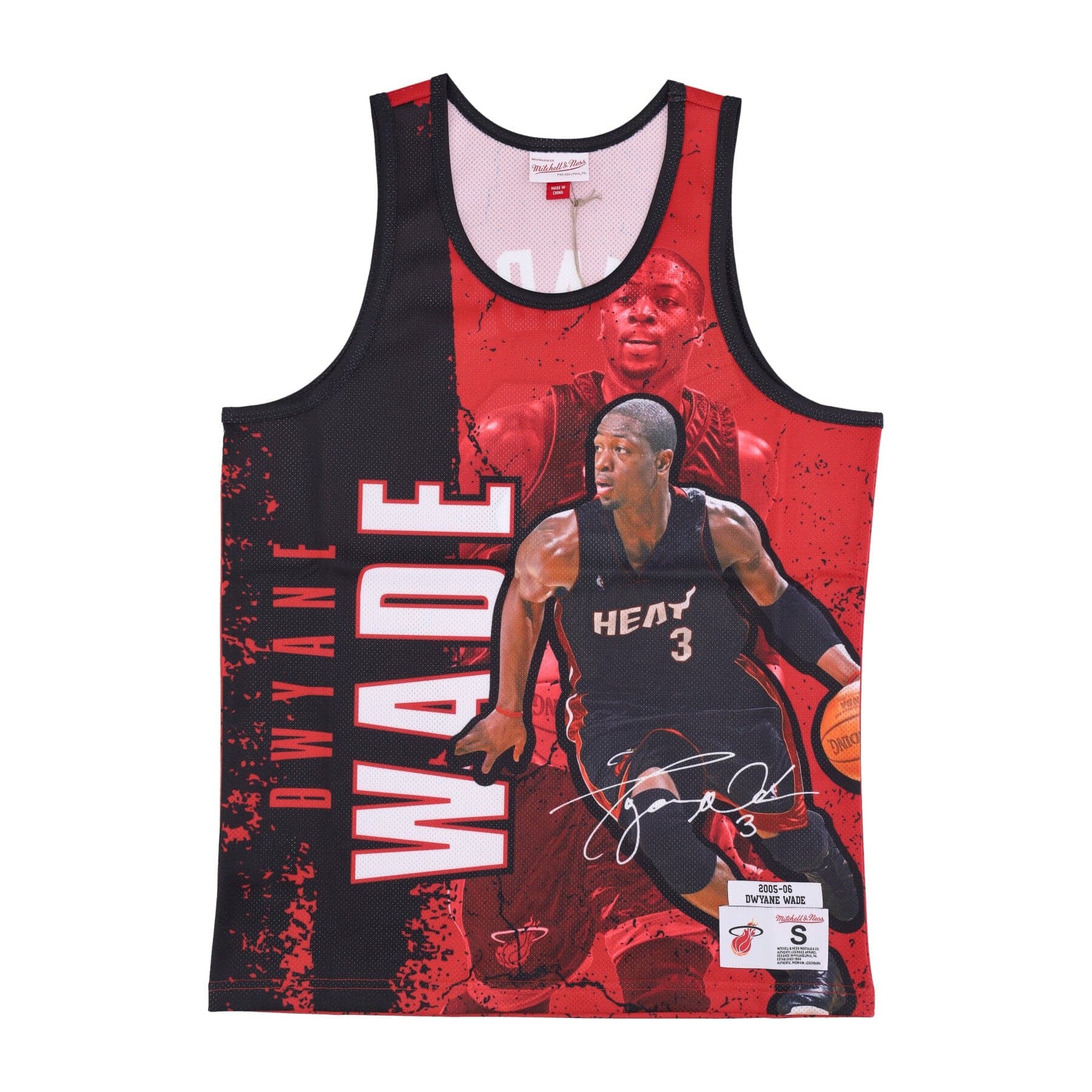 Men's Basketball Vest Nba Burst Mesh Tank No 3 Dwyane Wade Miahea Original Team Colors