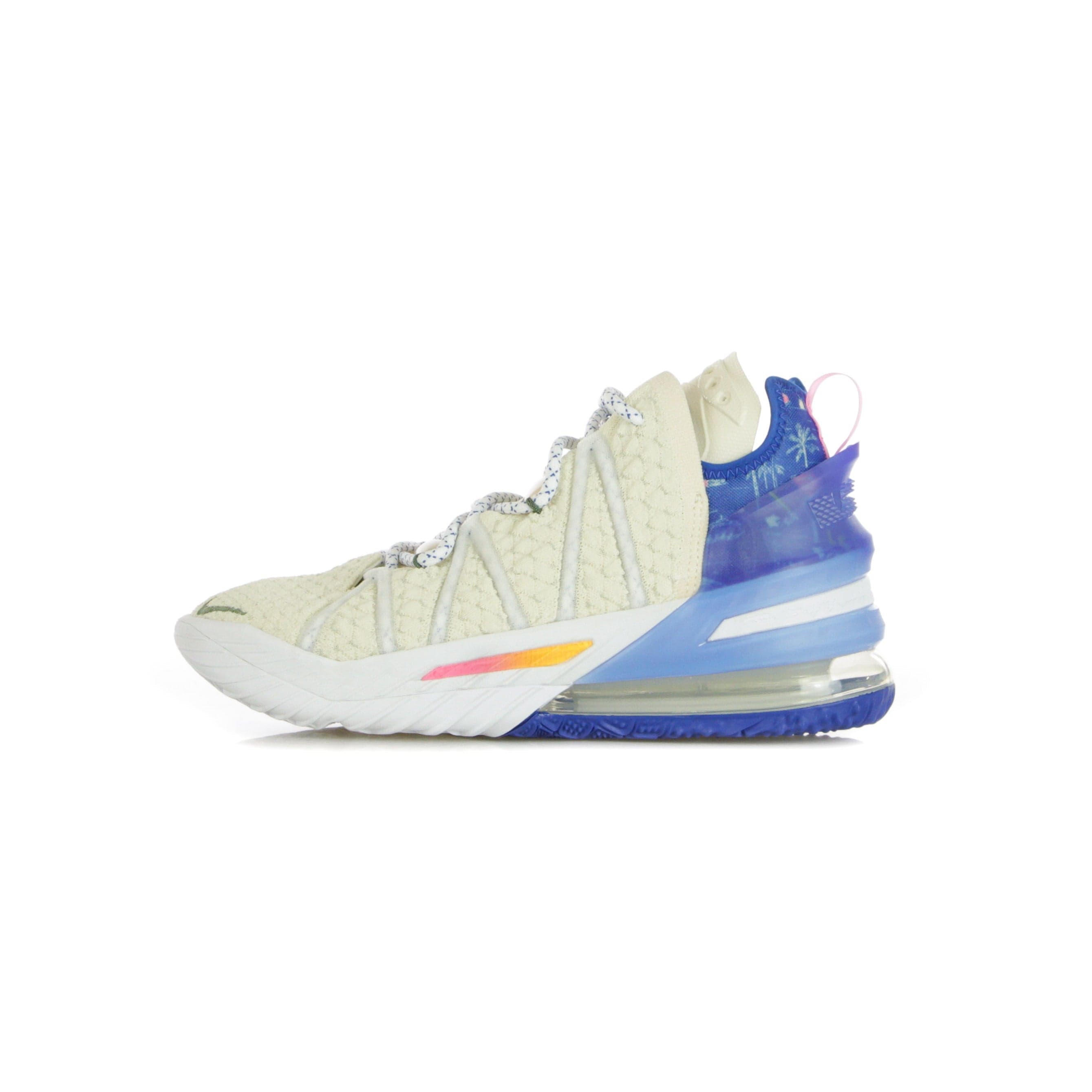 Lebron Xviii "los Angeles By Day" Men's High Shoe Light Cream/pink Glow/game Royal