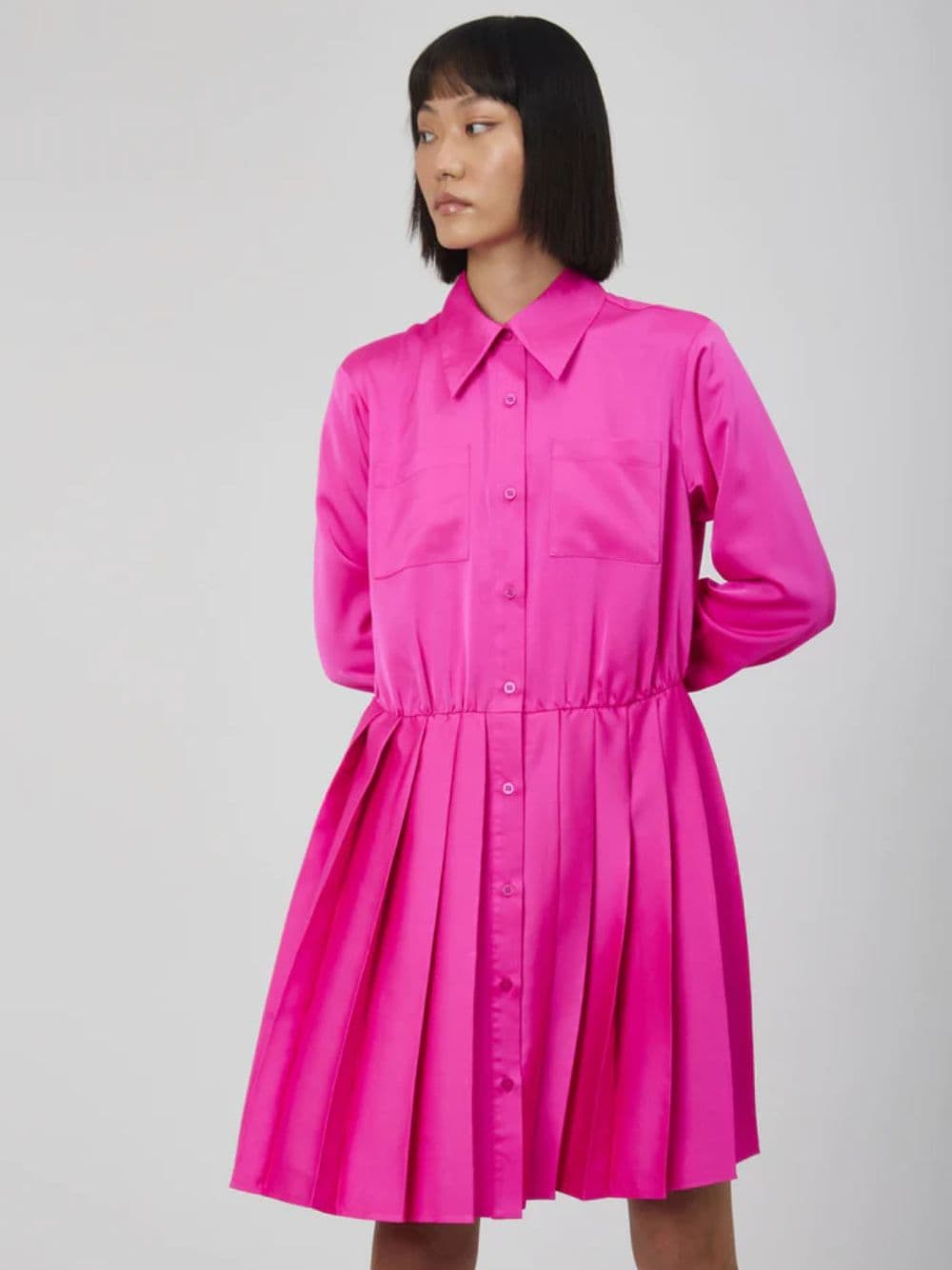 SILVIAN HEACH DRESS WITH BUTTONS AND PLEATS