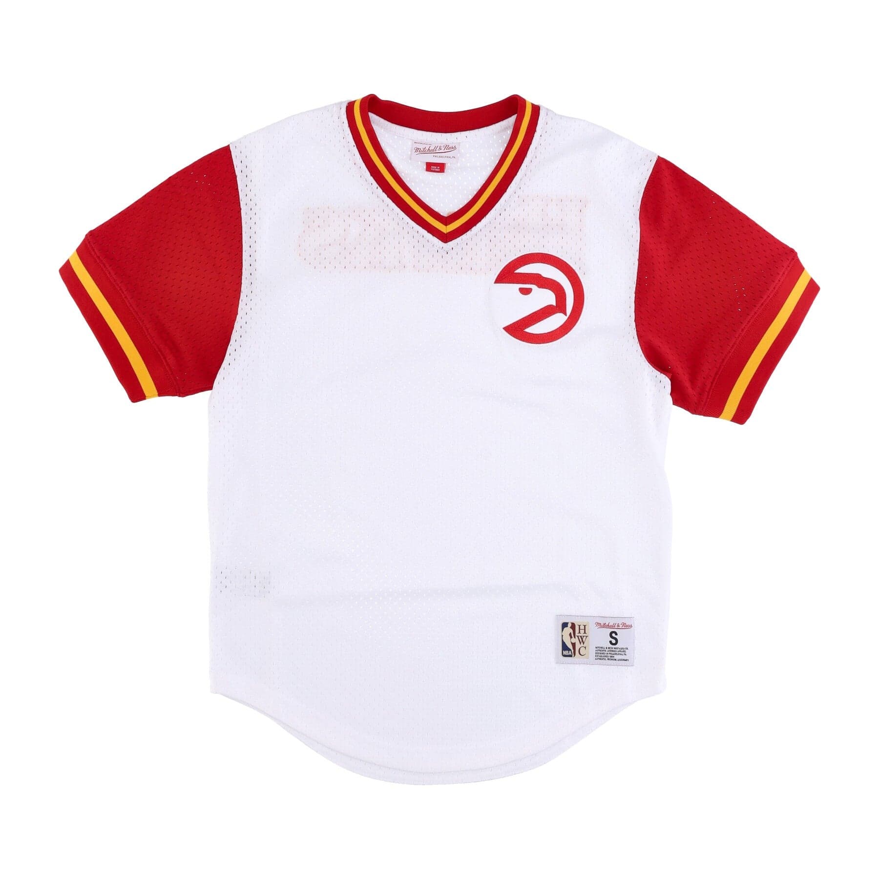 Men's Jersey NBA Fashion Mesh V-neck Hardwood Classics Atlhaw White/original Team Colors