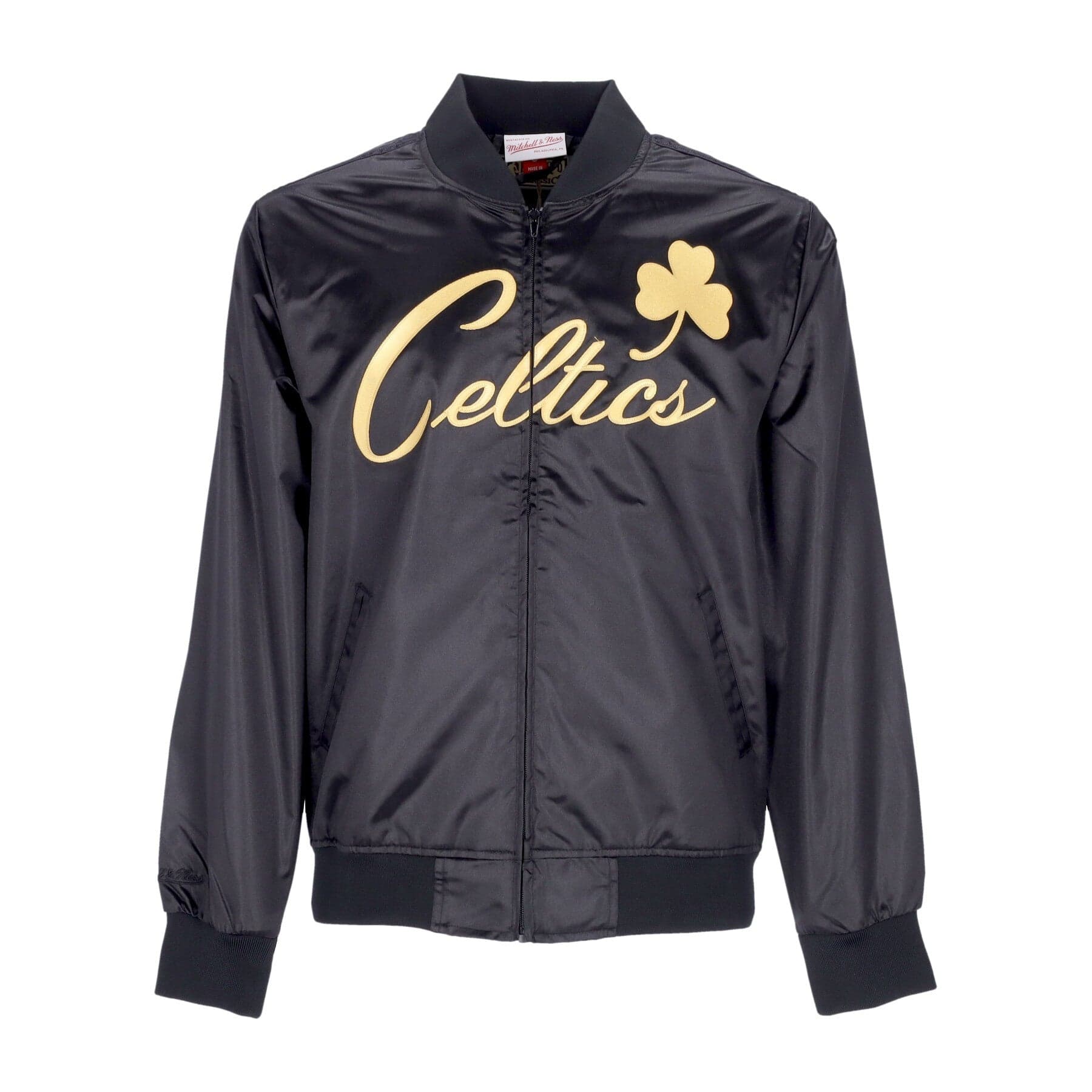 Men's NBA Big Face 4.0 Satin Jacket Hardwood Classics Boscel Black/original Team Colors