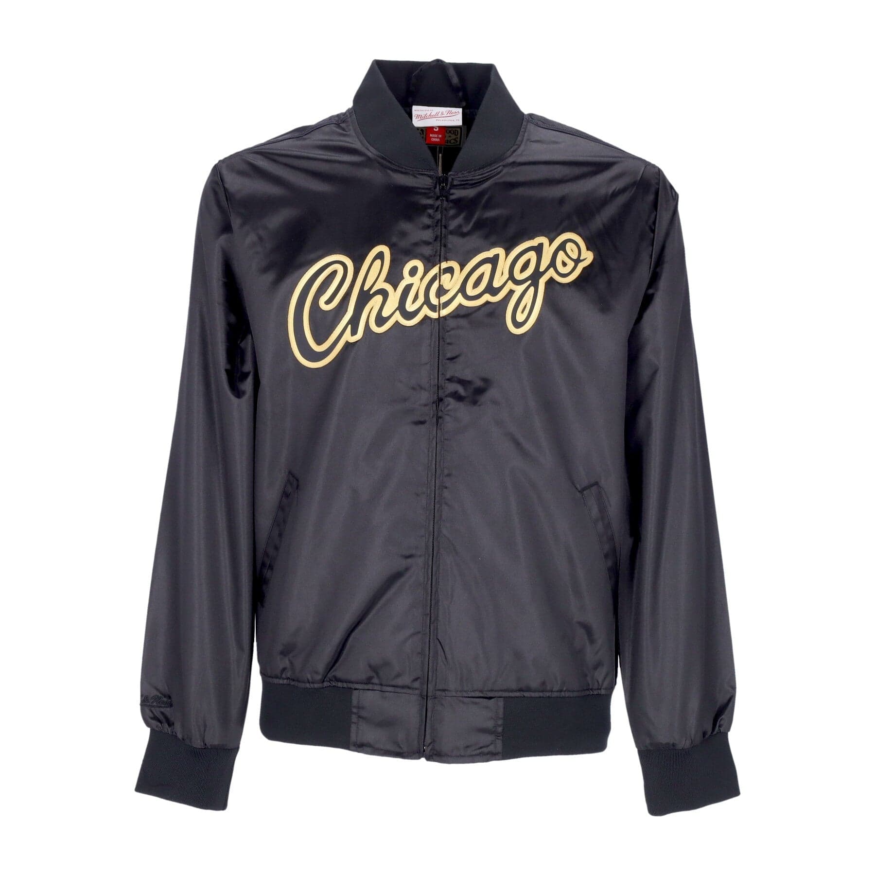Men's NBA Big Face 4.0 Satin Jacket Hardwood Classics Chibul Black/original Team Colors