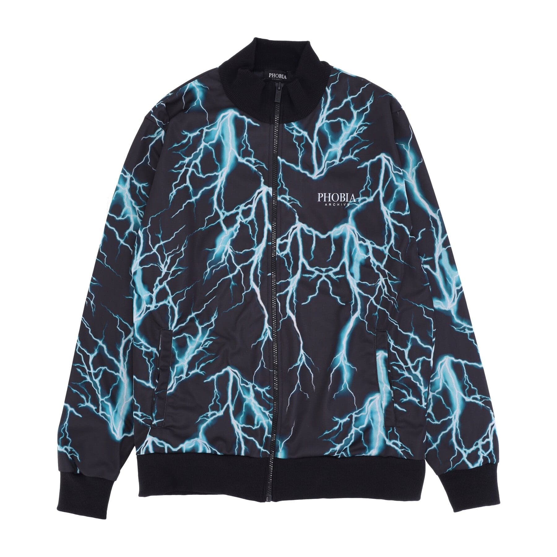 Men's Tracksuit Jacket All Over Lightning Sweatshirt Black/lightblue