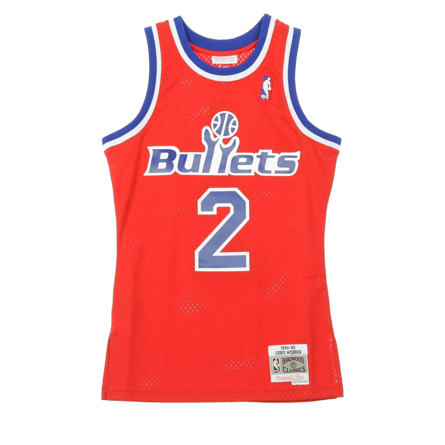 Men's Basketball Tank Top Nba Swingman Jersey Chris Webber No.2 1994-95 Wasbul Road Original Team Colors