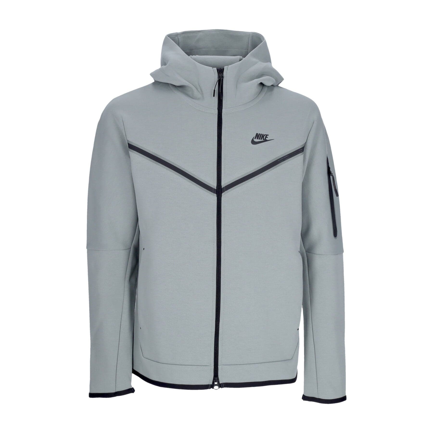 Lightweight Sweatshirt with Zip Hood for Men Sportswear Tech Fleece Hoodie Mica Green/black