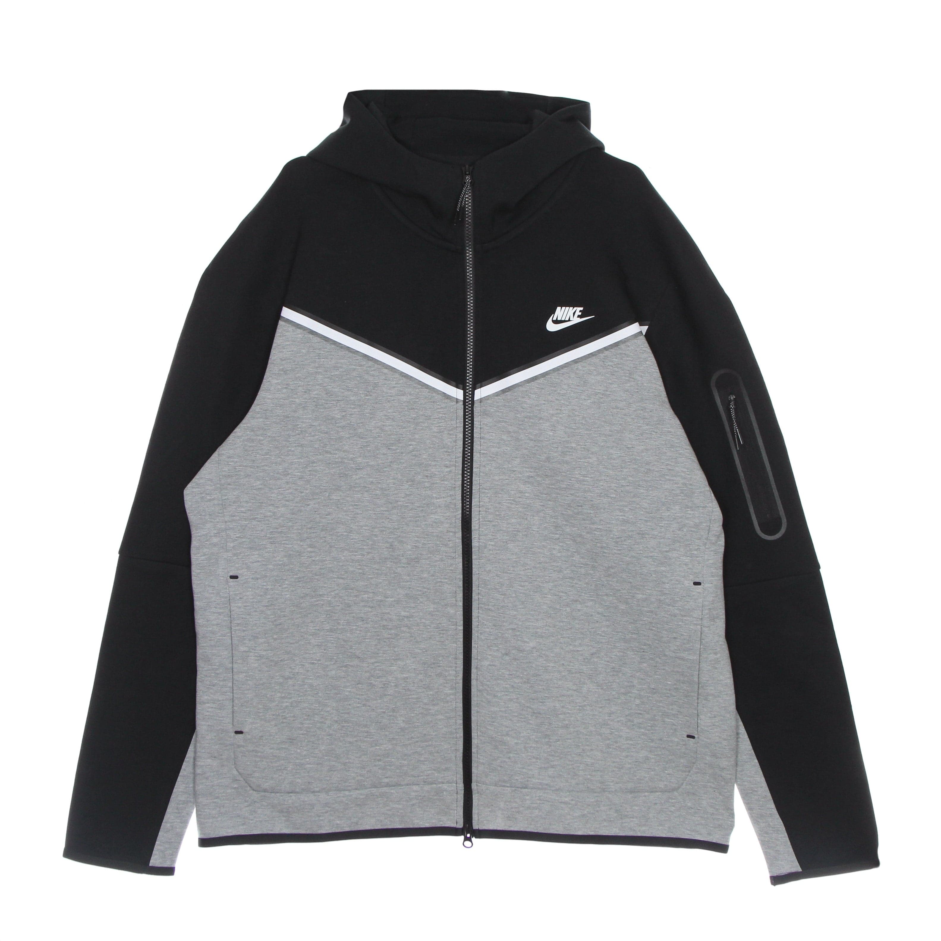 Lightweight Hooded Sweatshirt with Zip Men's Sportswear Tech Fleece Hoodie Black/dk Gray Heather/white