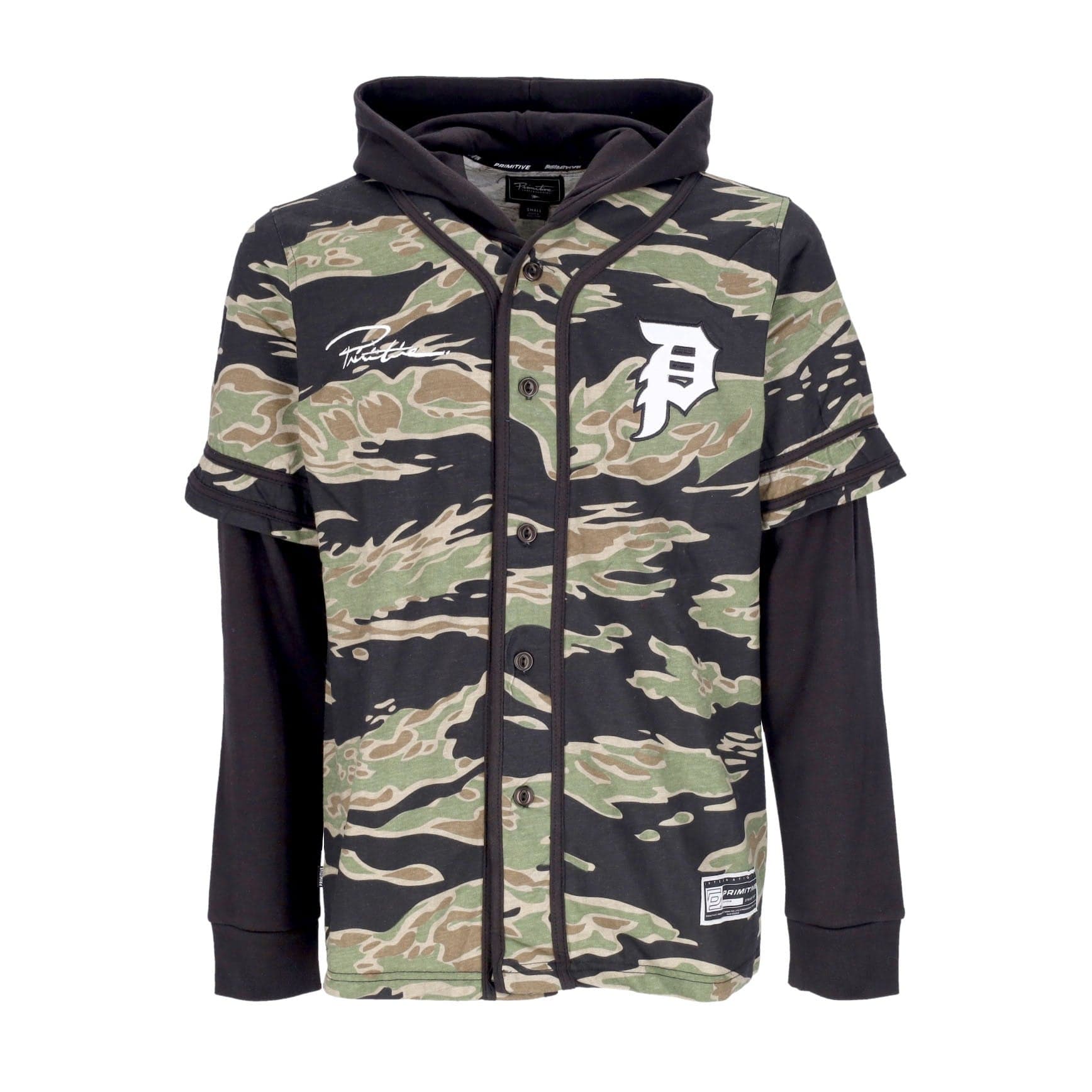 Men's Hooded Jacket Tiger Two-fer Baseball Jersey Camouflage