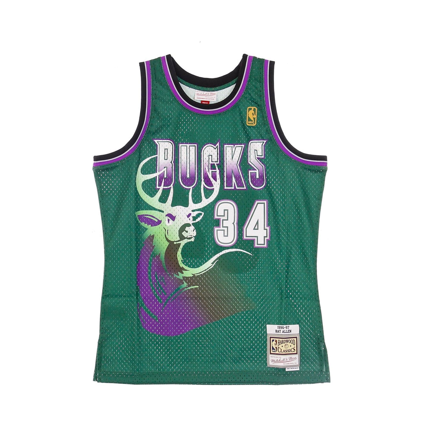 Men's Basketball Tank Top Nba Swingman Jersey Hardwood Classics No 34 Ray Allen 1996-97 Milbuc Alternate Original Team Colors