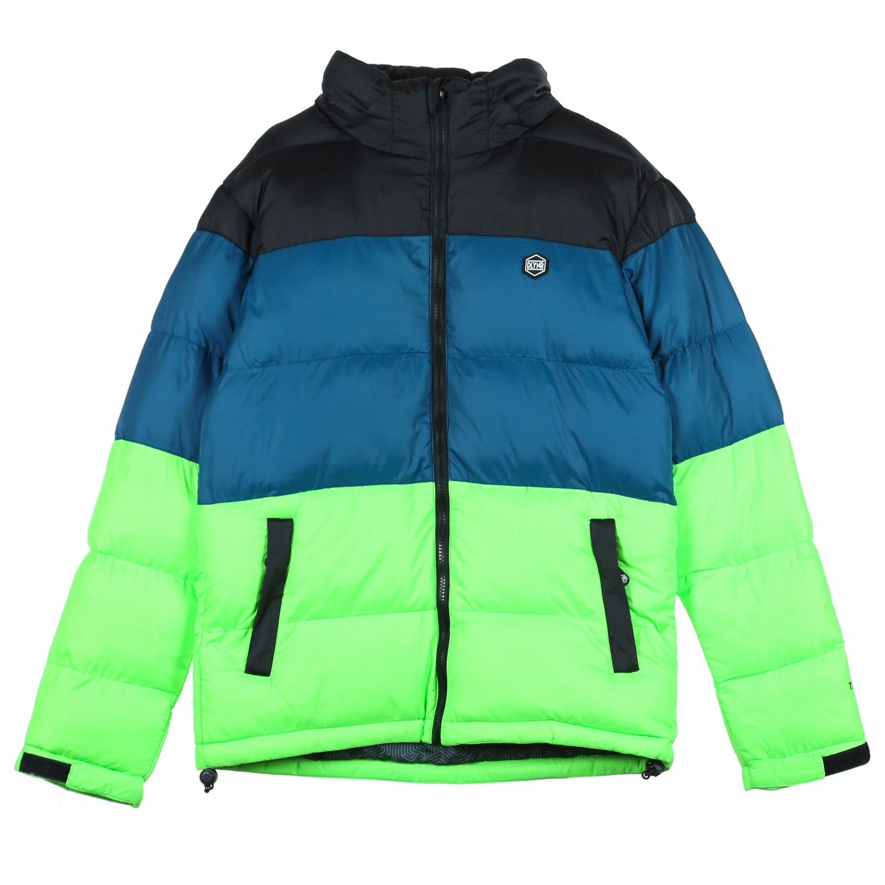 Men's Techno Padded Jacket Black/petroleum/fluo Green