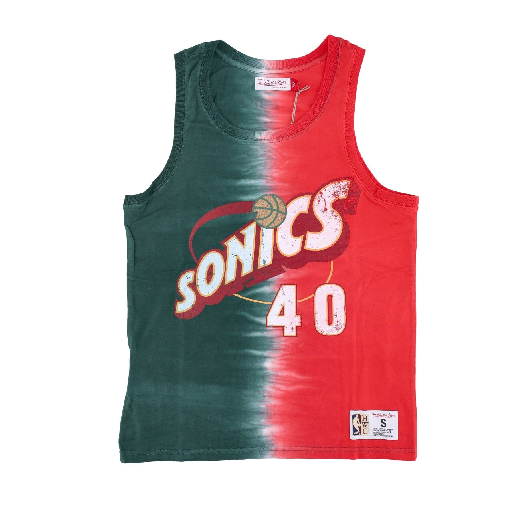 Men's NBA Vertical Tie Dye Tank Hardwood Classics No 40 Shawn Kemp Seasup