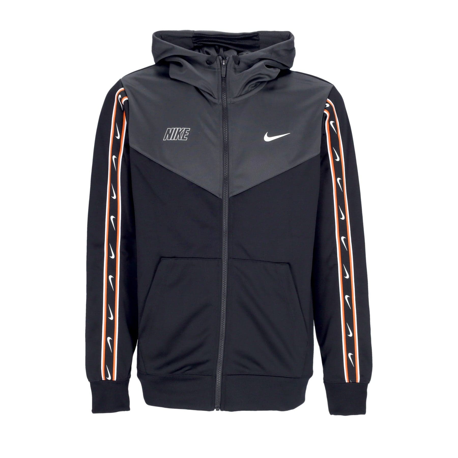 Men's Hooded Tracksuit Jacket Sportswear Repeat Sw Pk Full-zip Hoodie Black/dk Smoke Grey/white