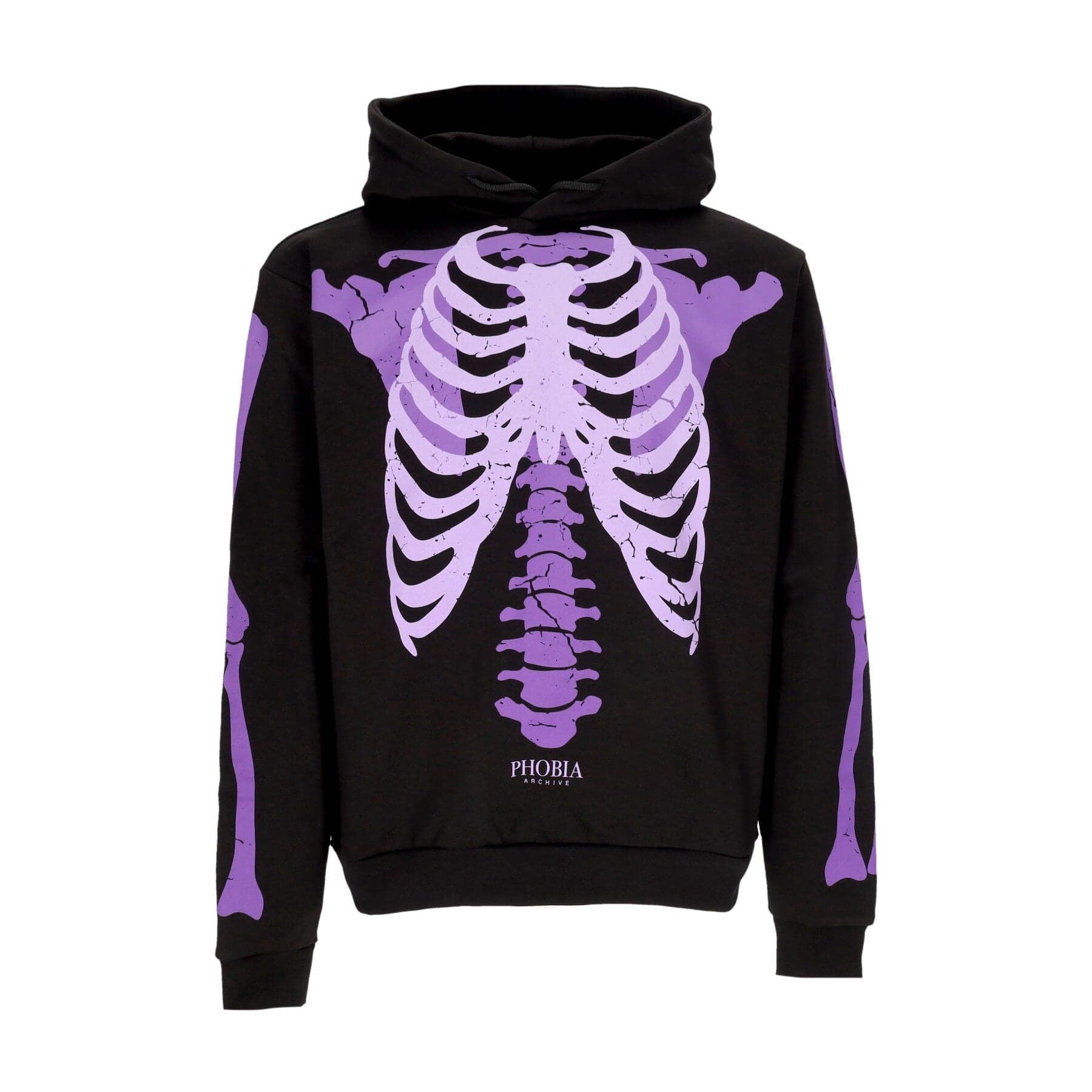 Men's Lightweight Hoodie Skeleton Print Hoodie Black/purple