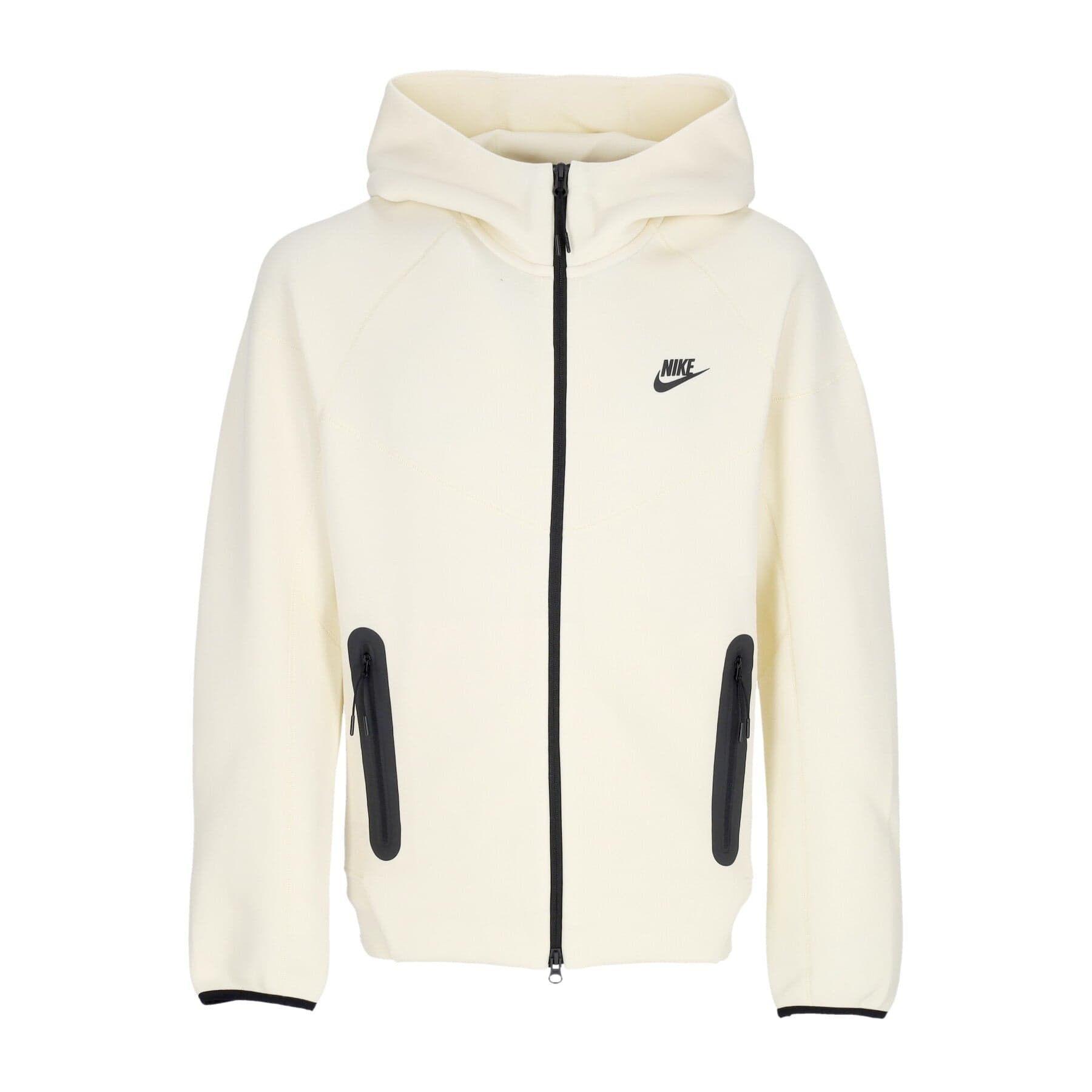 Men's Lightweight Hooded Zip Sweatshirt Tech Fleece Full-zip Windrunner Hoodie Coconut Milk/black