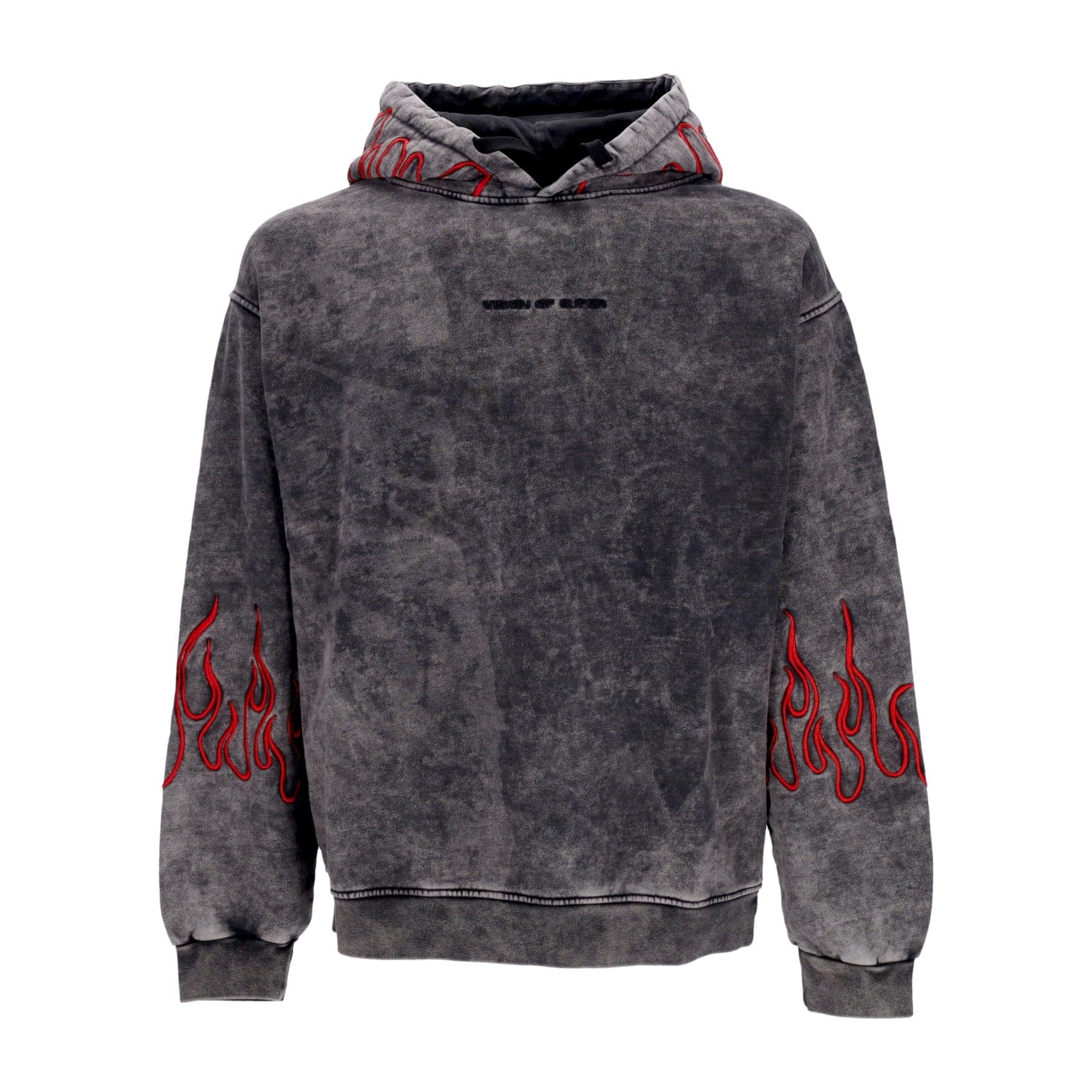 Men's hoodie Embroidered Flames Hoodie Grey/red