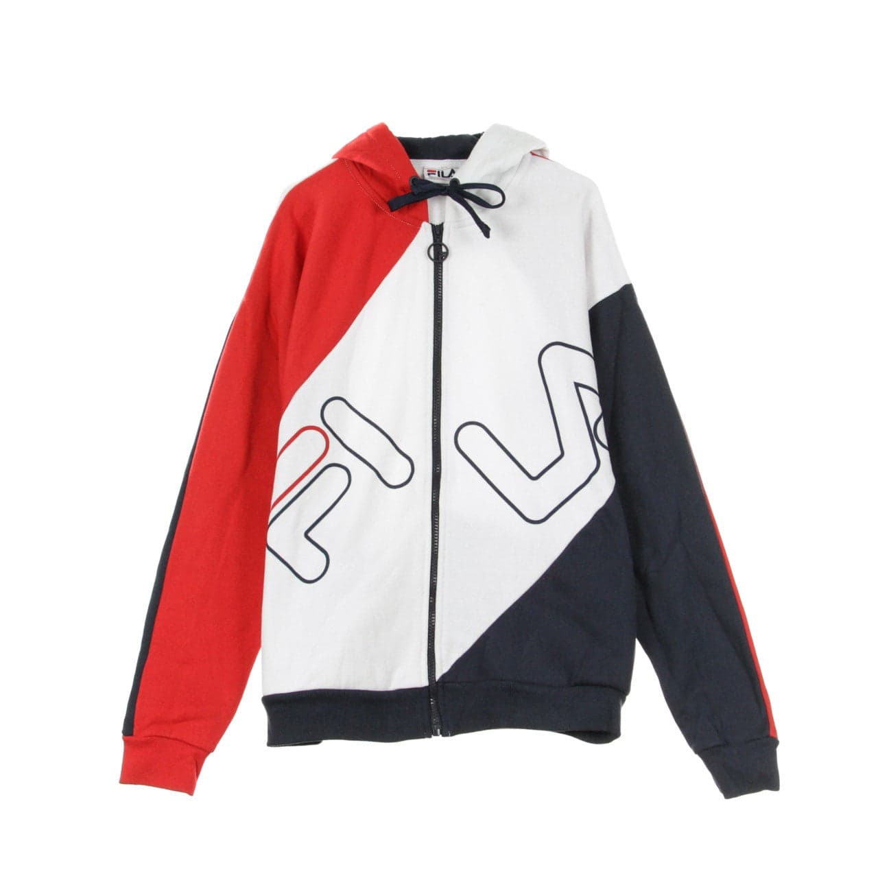 Lazaro Men's Zip Hoodie Diaginal Block Full Jacket Chinese Red