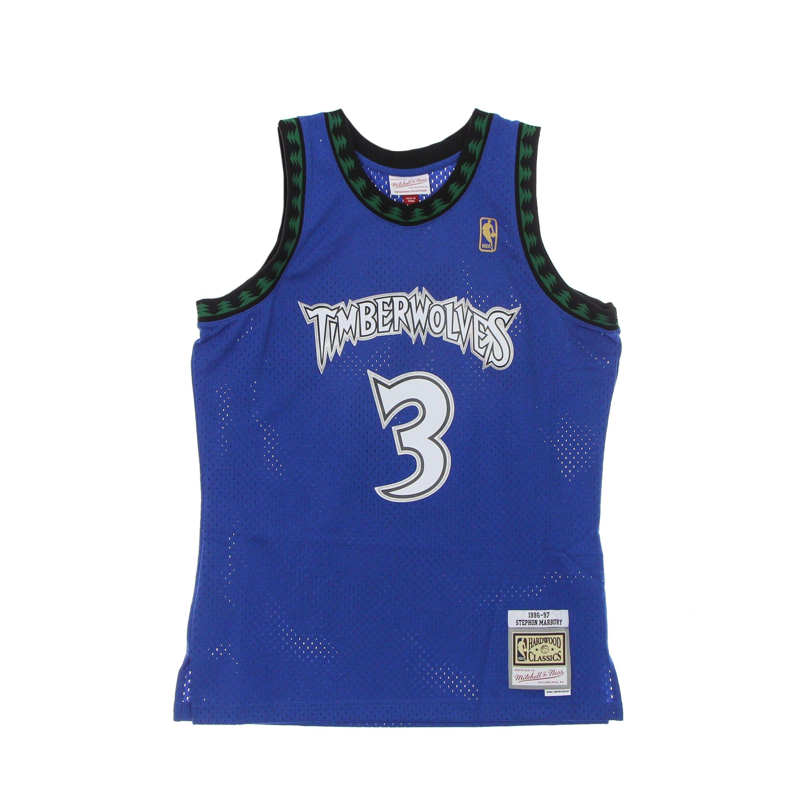 Men's Basketball Tank Top Nba Swingman Jersey Hardwood Classics No 3 Stephon Marbury 1996-97 Mintim Blue