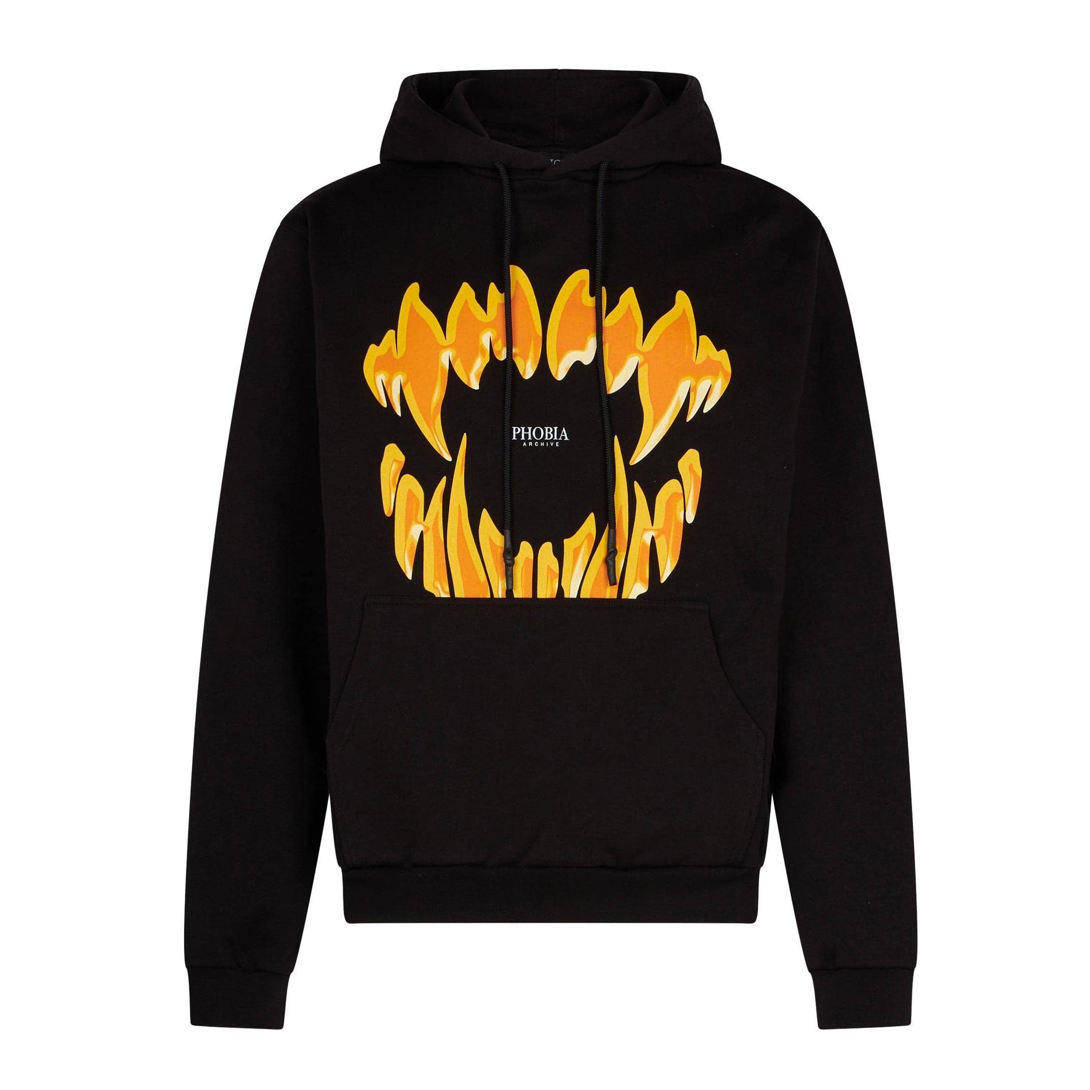 Men's Lightweight Hooded Sweatshirt Mouth Print Hoodie Black/orange