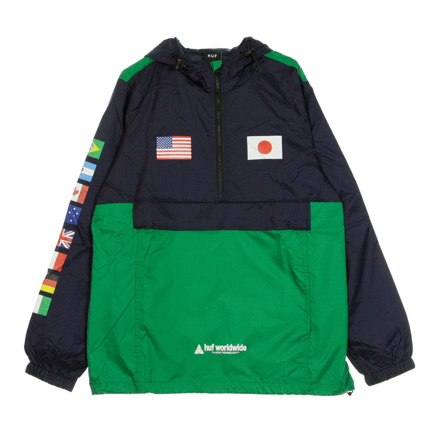 Men's Pull-On Windbreaker Flags Anorak Jacket French Navy