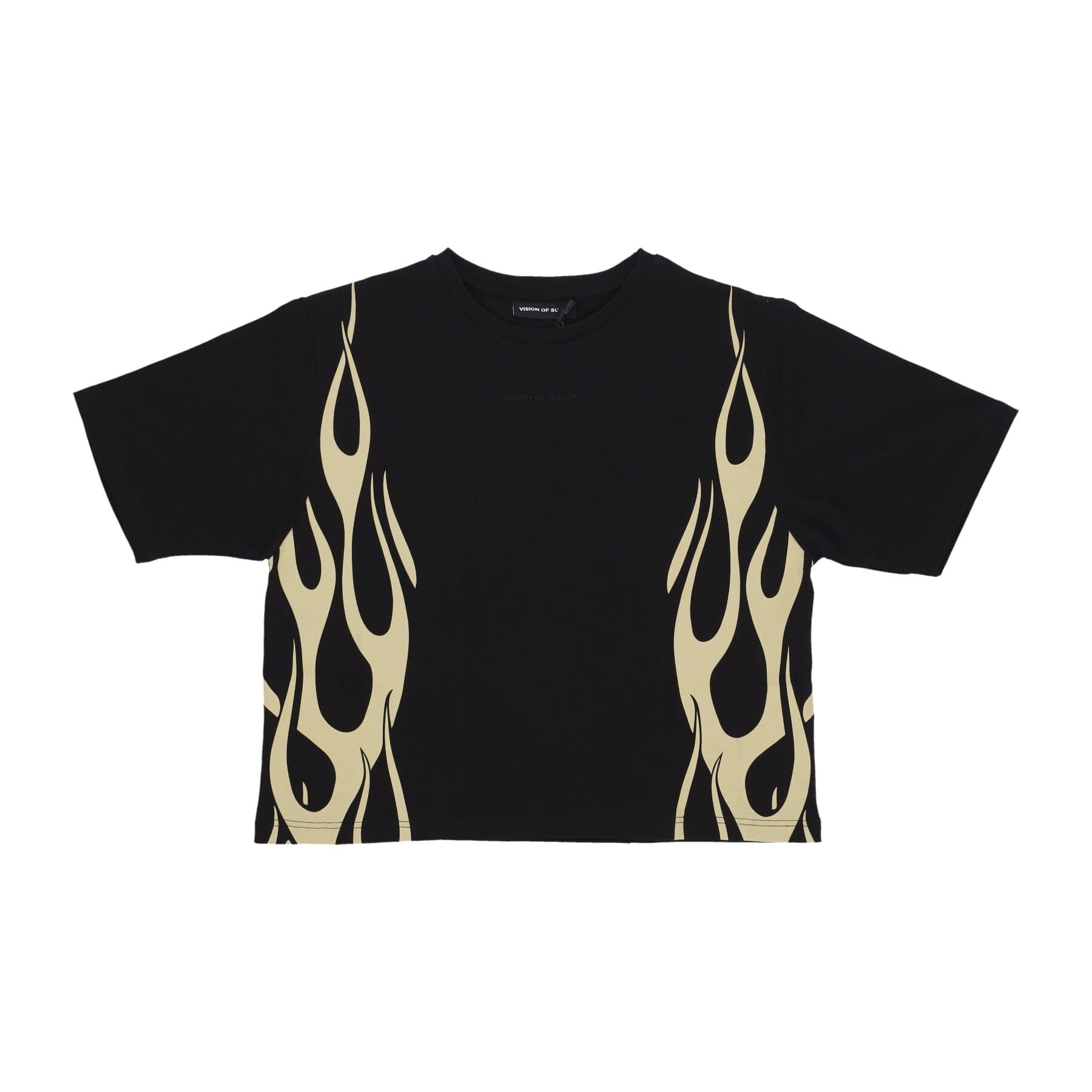 Women's Short T-Shirt Flames Tee Black/off White