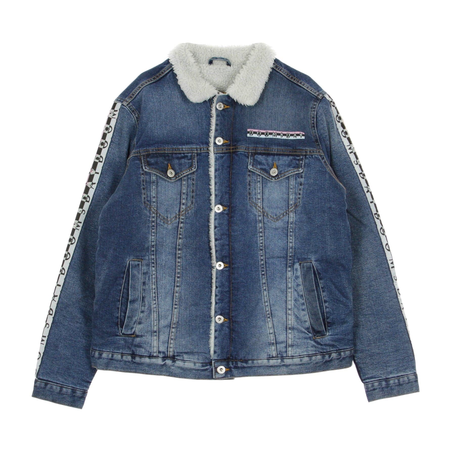 Men's Jeans Jacket Necklace Denim Jacket Stone Wash