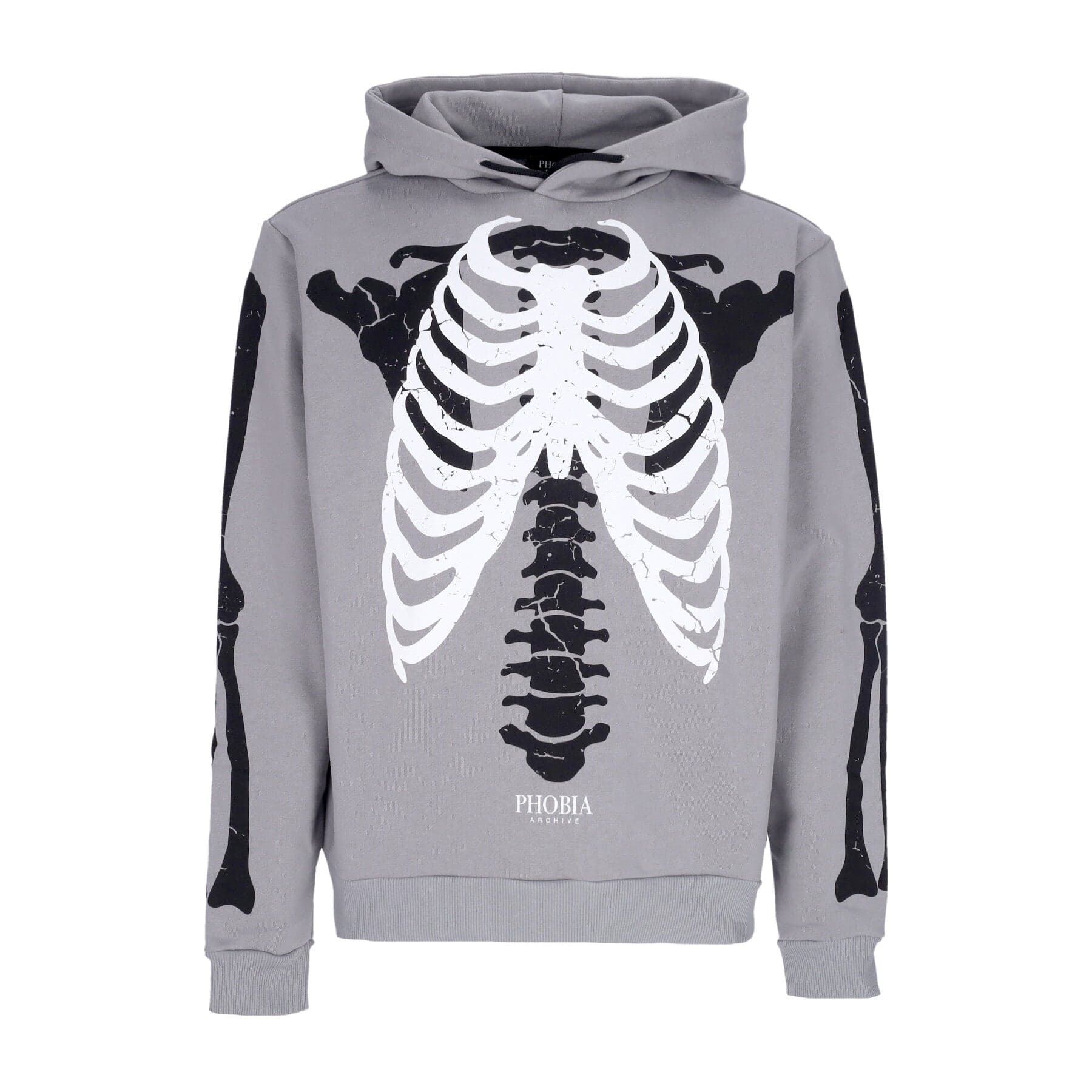 Men's Lightweight Hoodie Skeleton Print Hoodie Grey/white