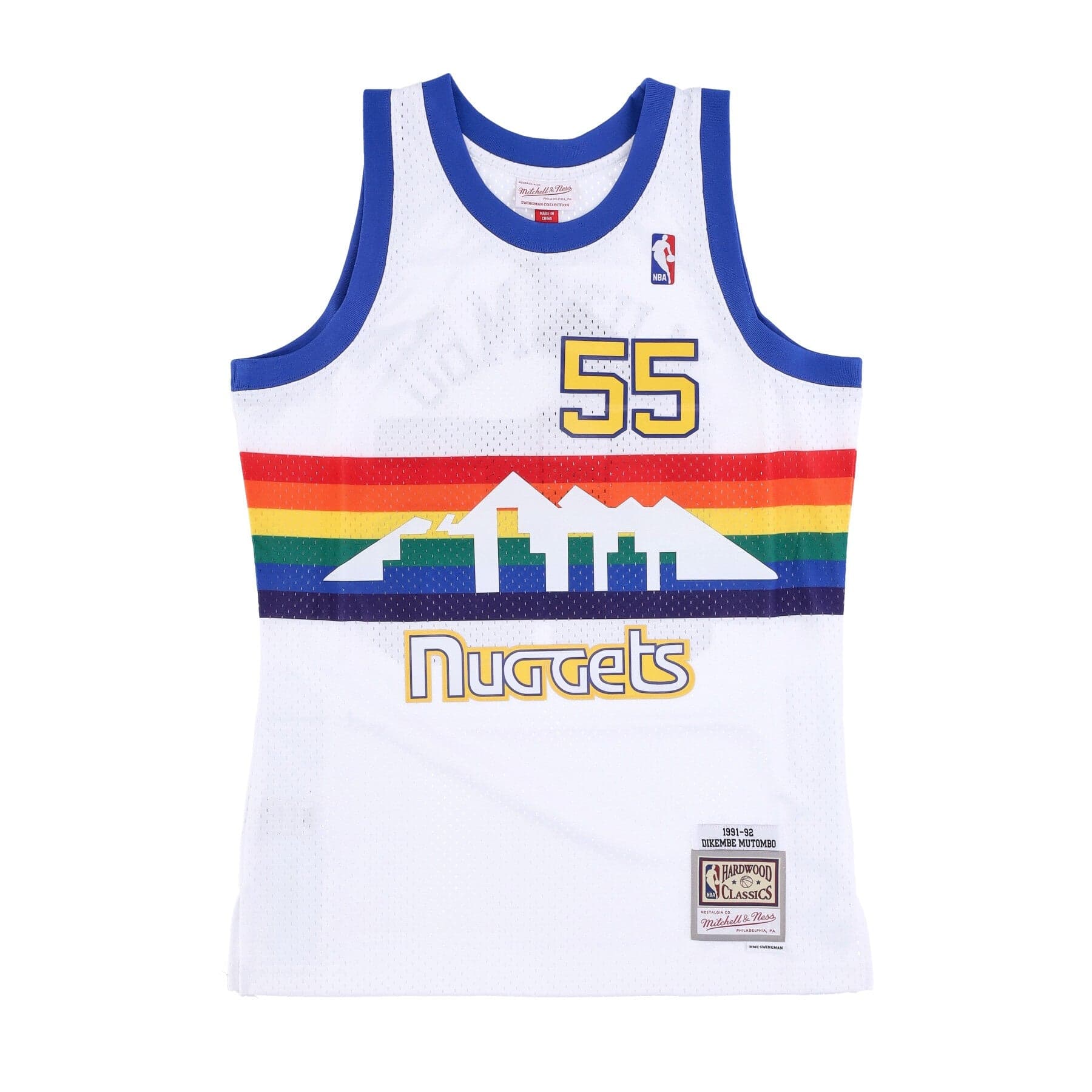 Men's Basketball Tank Top Nba Swingman Jersey Hardwood Classics No 55 Dikembe Mutombo 1991-92 Dennug Original Team Colors