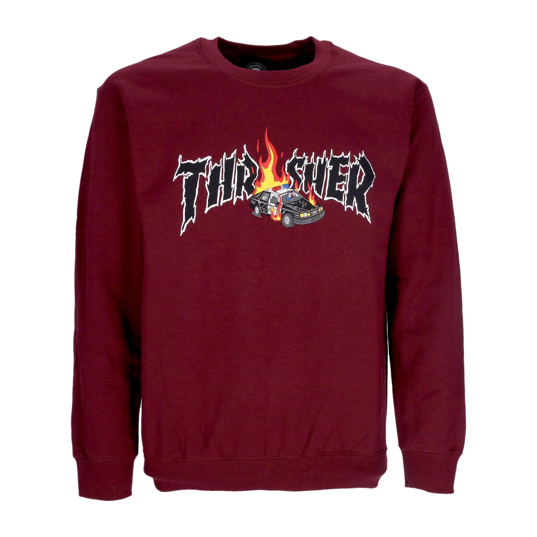 Cop Car Crewneck Men's Sweatshirt Maroon