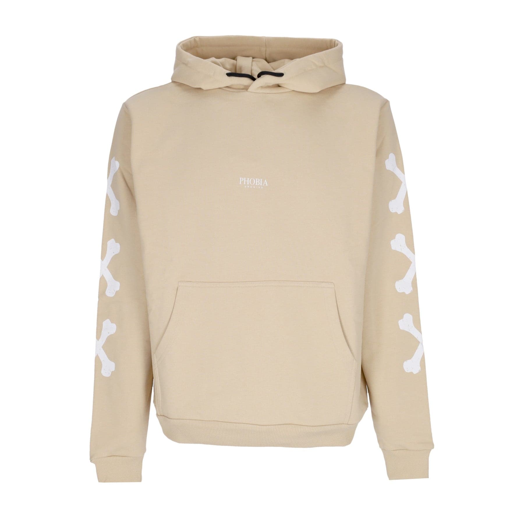 Cross Bones Men's Lightweight Hoodie Beige/white