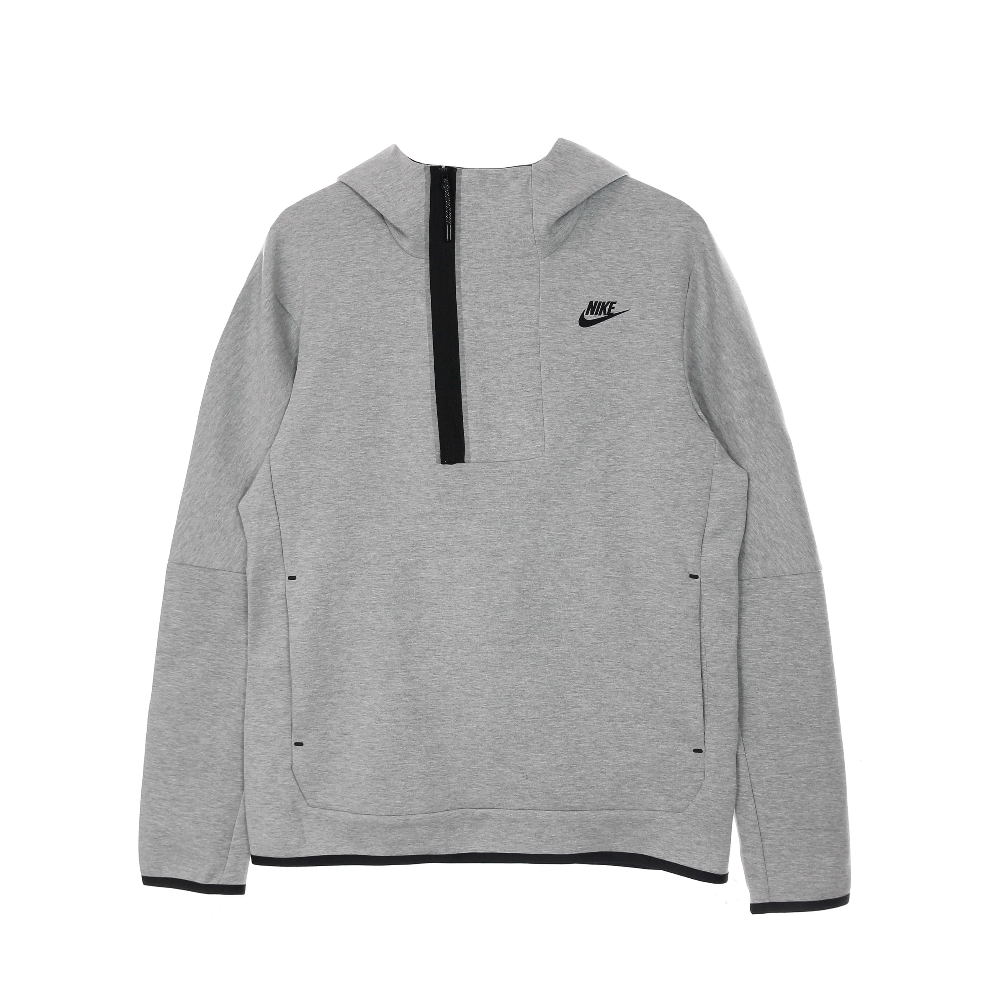 Men's Lightweight Hooded Sweatshirt M Sportswear Tech Fleece Half Zip Hoodie Dk Gray Heather/black