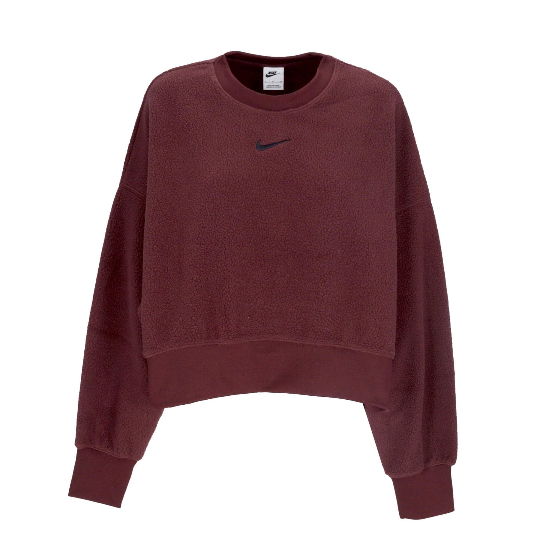 Women's Crewneck Sweatshirt Sportswear Plush Mod Crop Crewneck Burgundy Crush/black