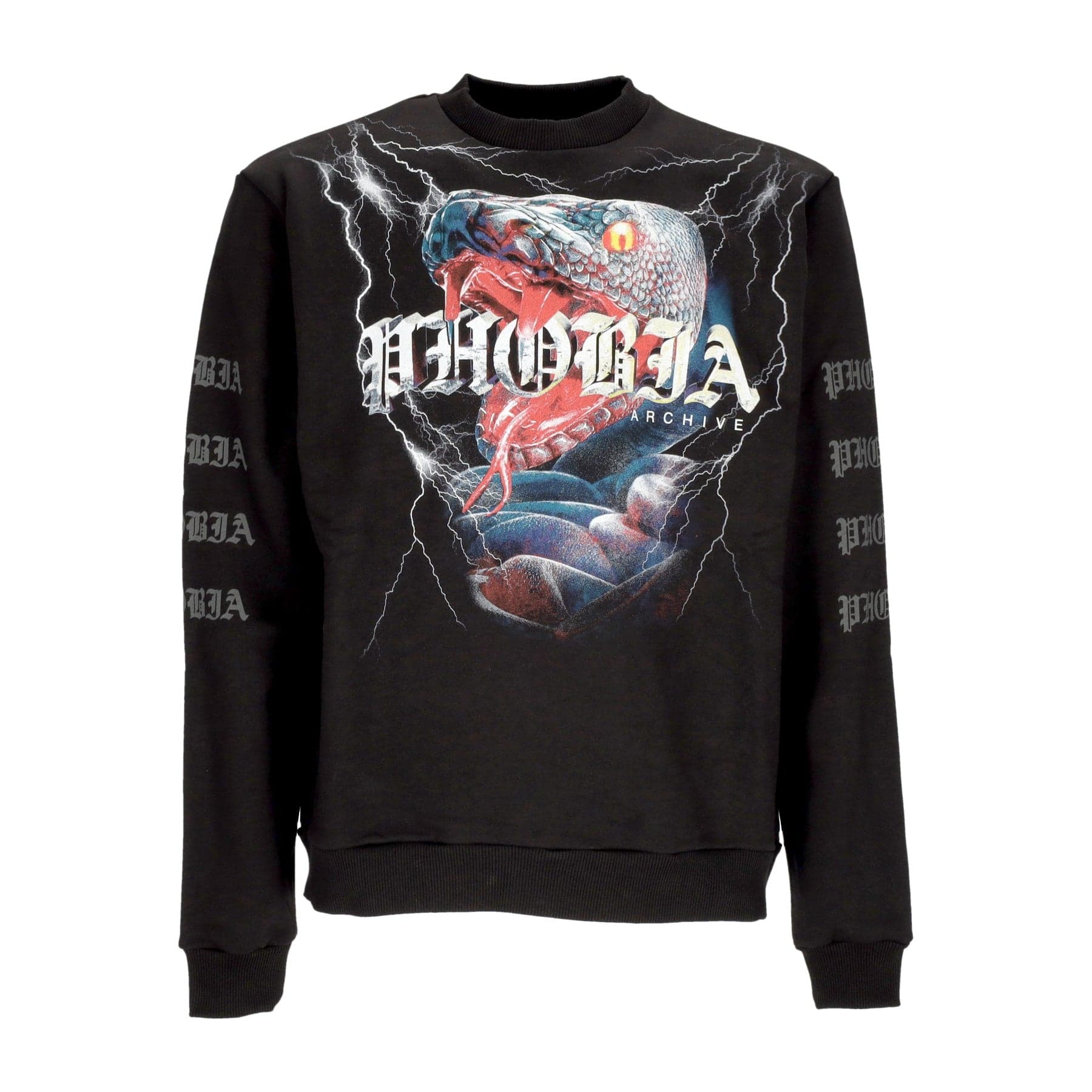 Men's Lightweight Crewneck Sweatshirt Snake Crewneck Black