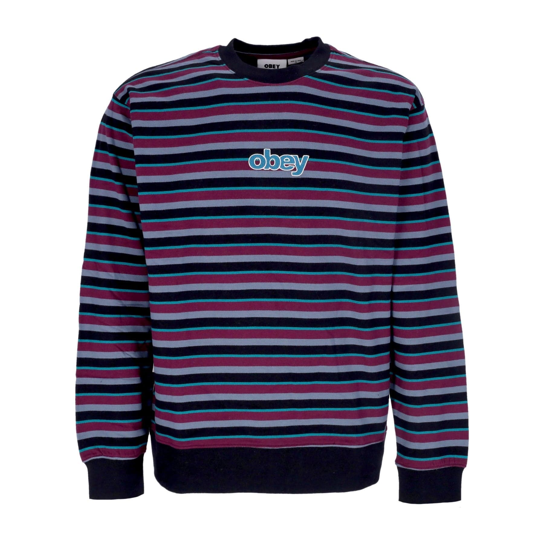 Anden Stripe Crew Specialty Fleece Men's Crewneck Sweatshirt Black Multi