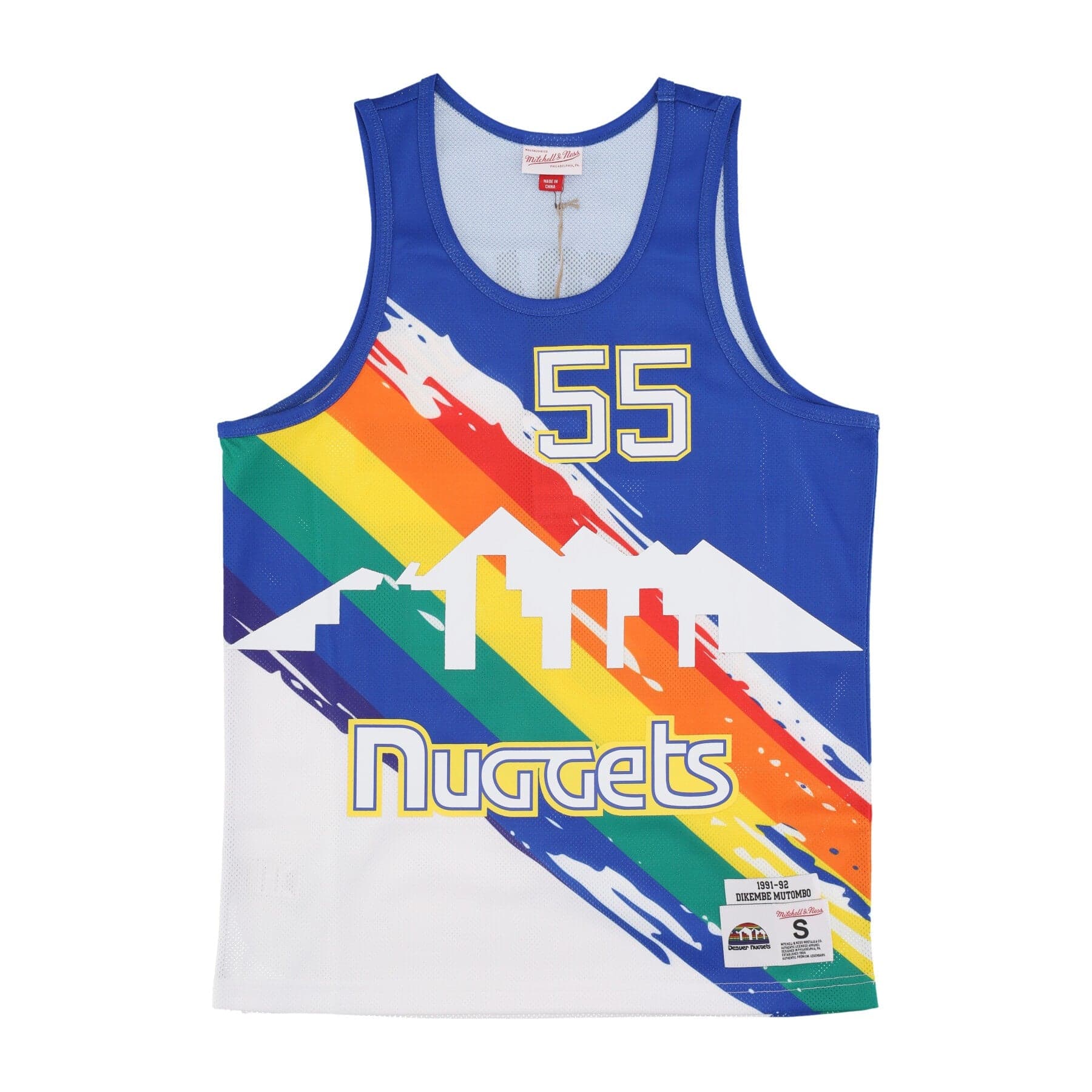 Men's Basketball Vest Nba Paint Brush Mesh Tank No 55 Dikembe Mutombo Dennug Multi/white