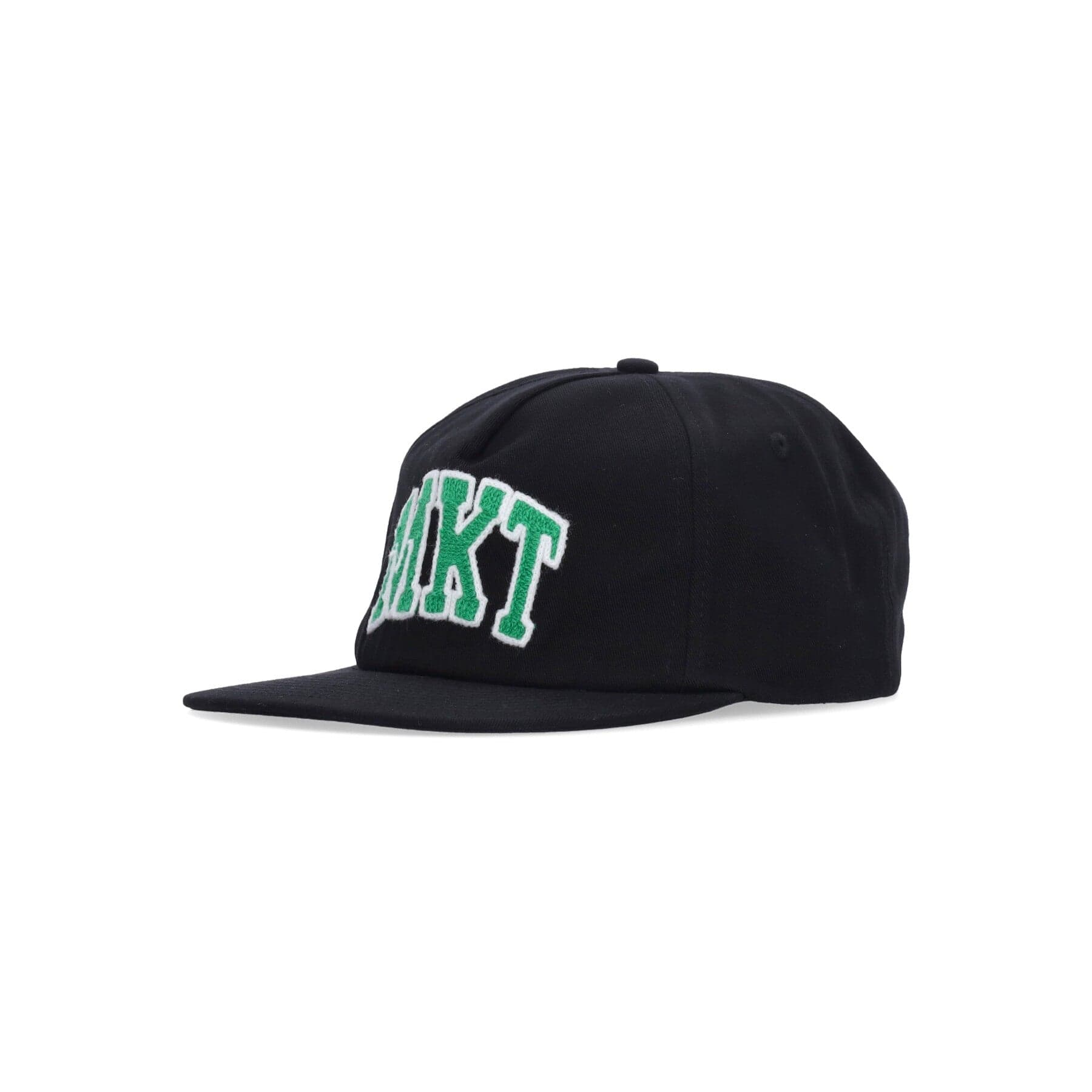 Flat Visor Cap for Men Arc 5 Panel Hat Black