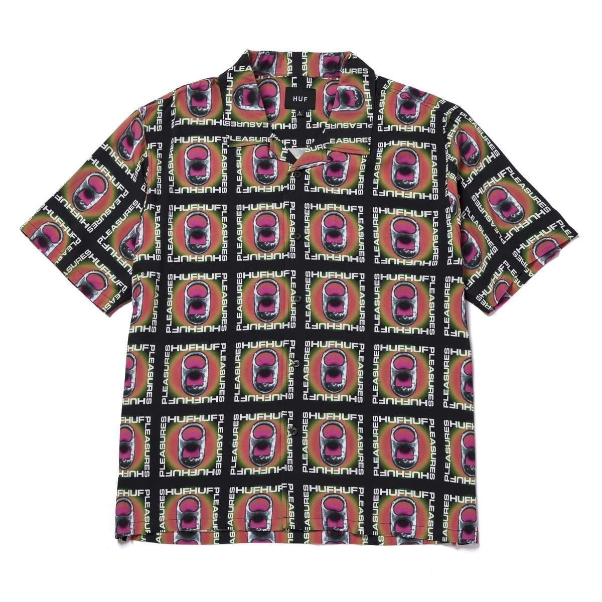 Men's Short Sleeve Shirt Pop Top Rayon Woven Shirt X Pleasures Black