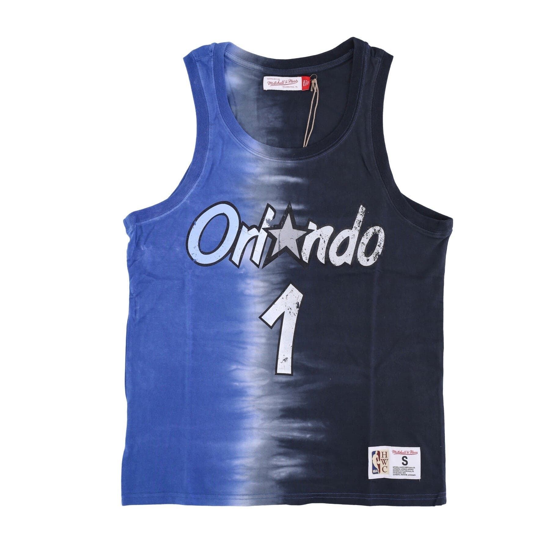 Men's NBA Vertical Tie Dye Tank Hardwood Classics No 1 Anfernee Hardaway Orlmag