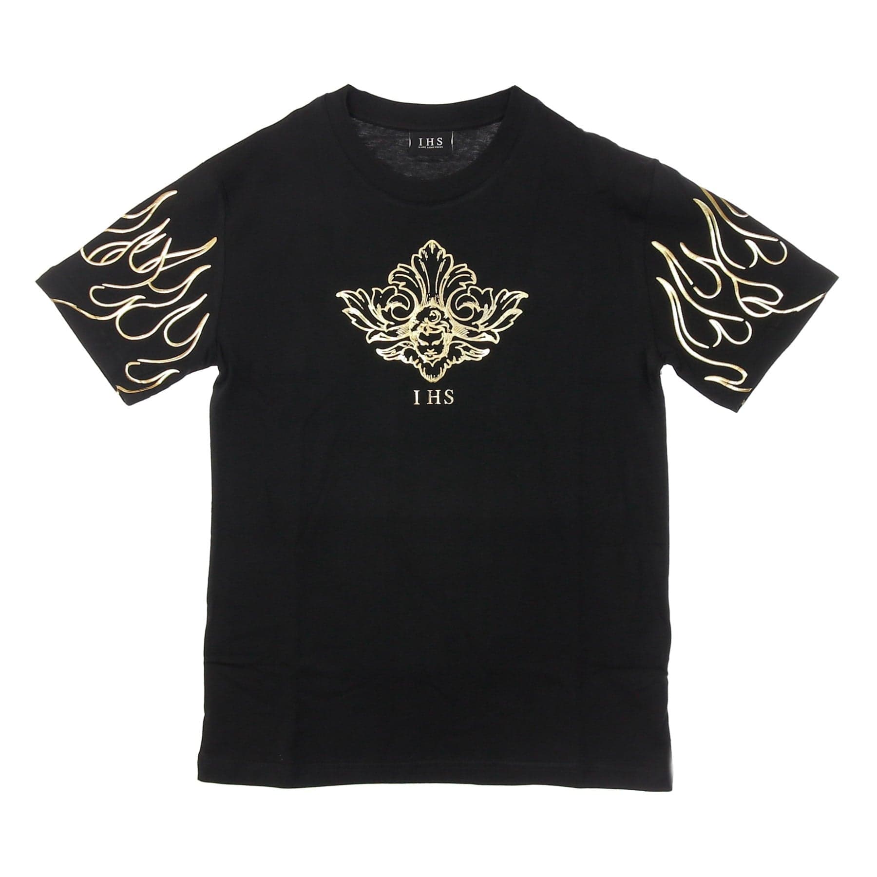 Men's T-Shirt 3d Print Flames & angel Tee Black