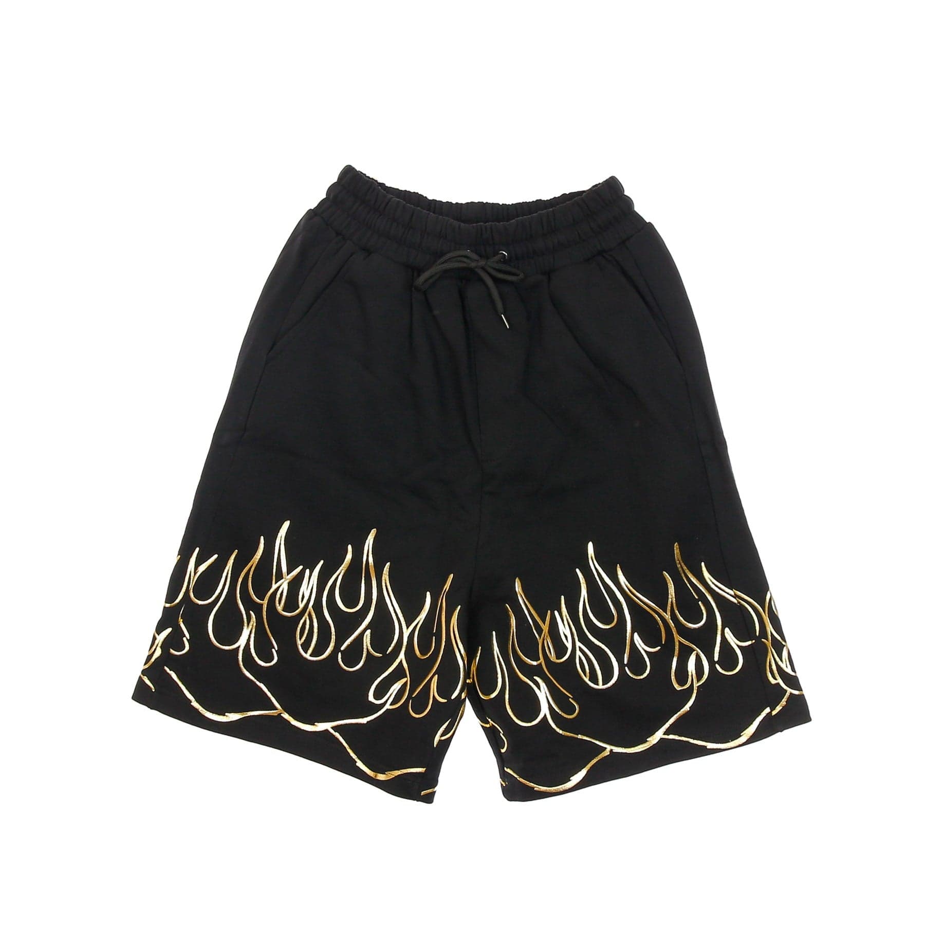Short Tracksuit Pants Men 3d Print Flames Shorts Black