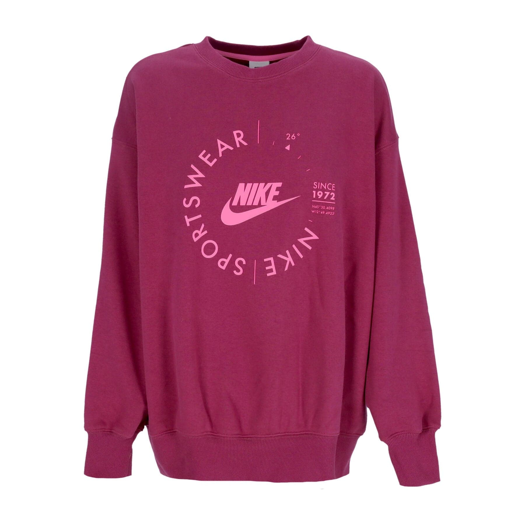Women's Crewneck Sweatshirt Sportswear Fleece Oversized Utility Crewneck Rosewood