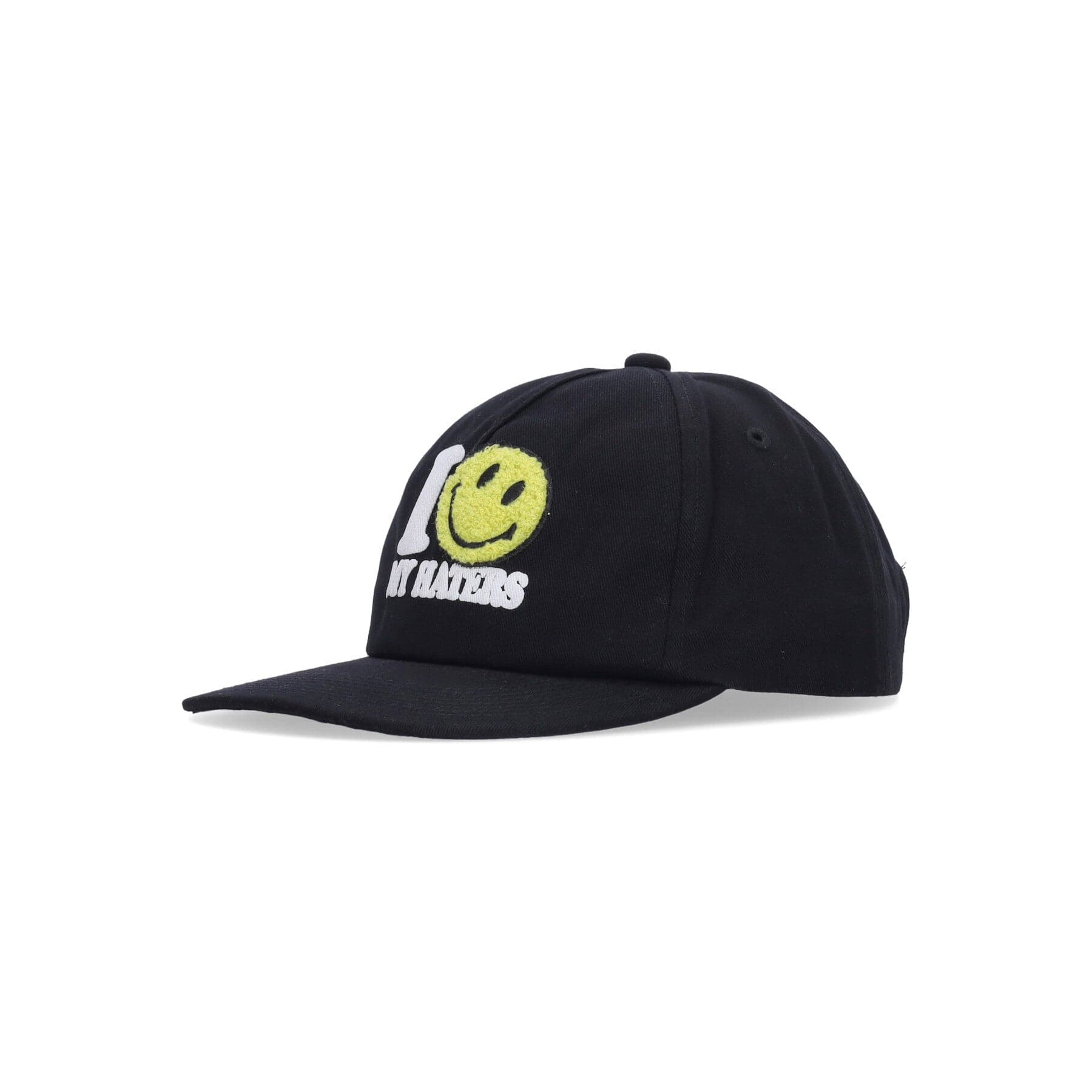 Flat Brim Men's Cap Smiley Haters 5-panel Hat Vintage Black