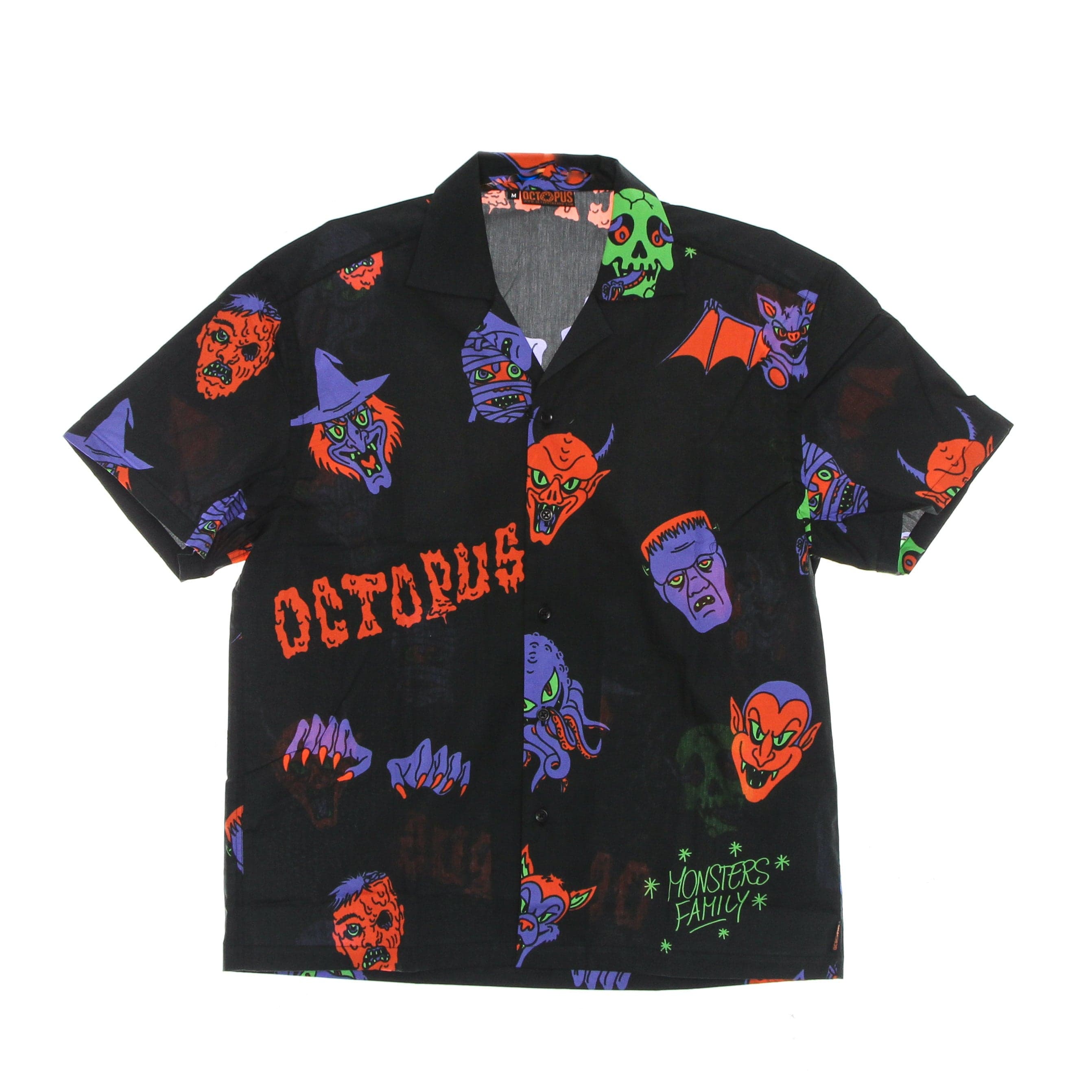 Men's Short Sleeve Shirt Halloween Monsters Familiy Shirt Black/purple