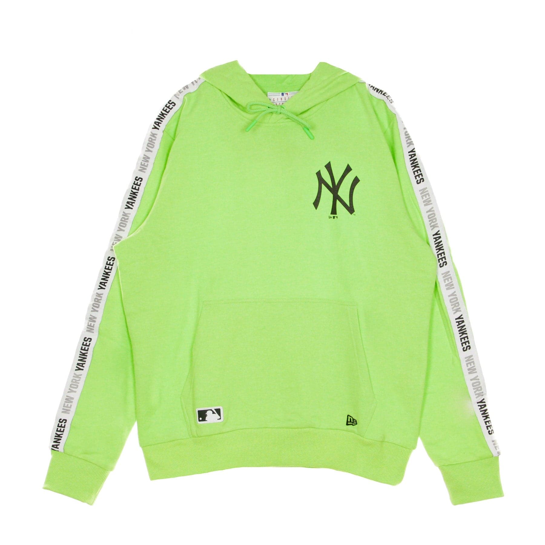 Lightweight Hooded Sweatshirt Men Mlb Sleeve Taping Pullover Hoody Neyyan Lime/black