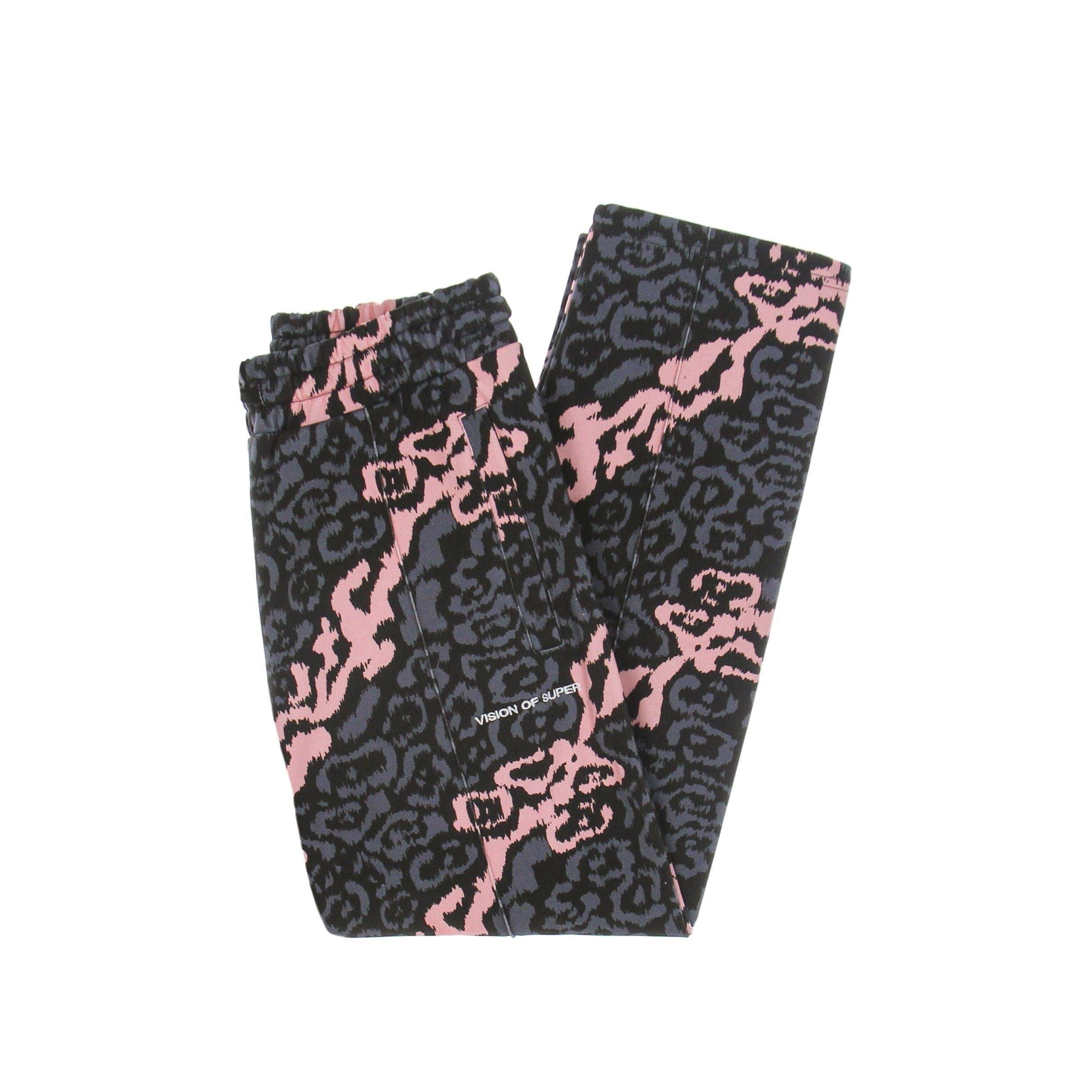 Lightweight Men's Tracksuit Pants Allover Leopard Pants Pink/grey