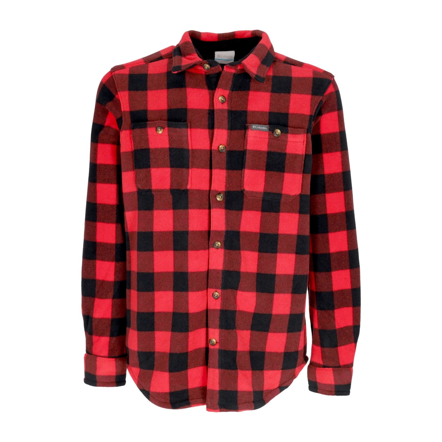 Men's Long Sleeve Shirt Flare Gun Fleece Over Shirt Mountain Red Check