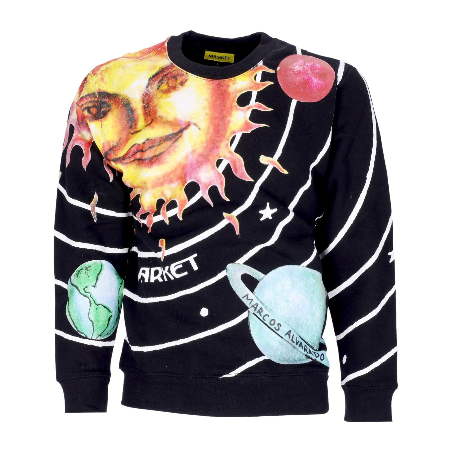 Market Solar System Aop Crewneck Men's Crewneck Sweatshirt Black