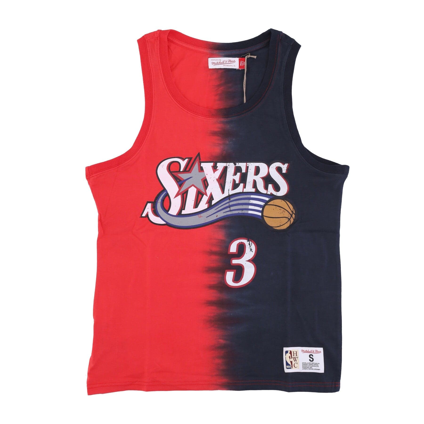 Men's NBA Vertical Tie Dye Tank Hardwood Classics No 3 Allen Iverson Phi76e